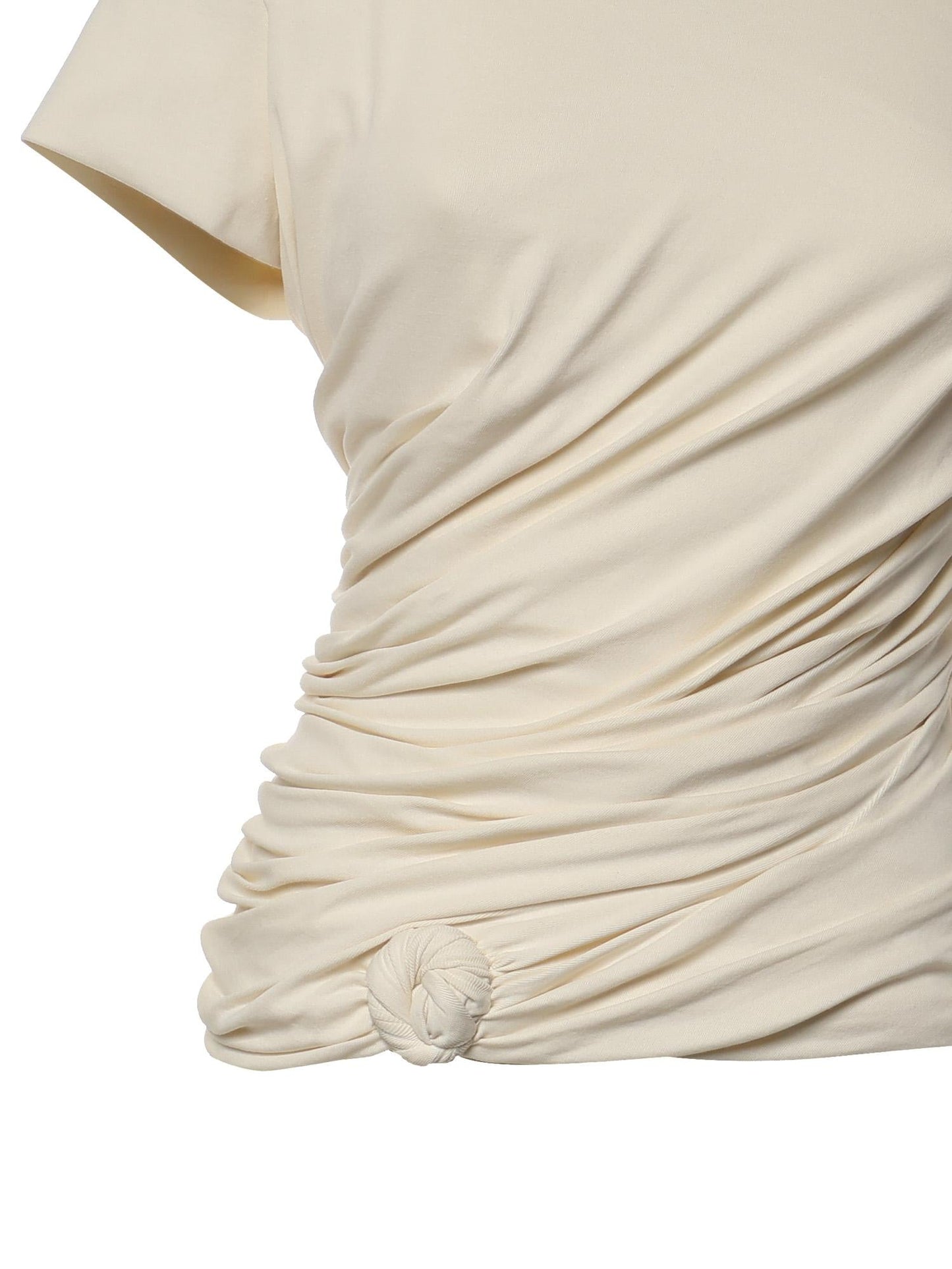 T-shirt con nodo laterale e drappeggio