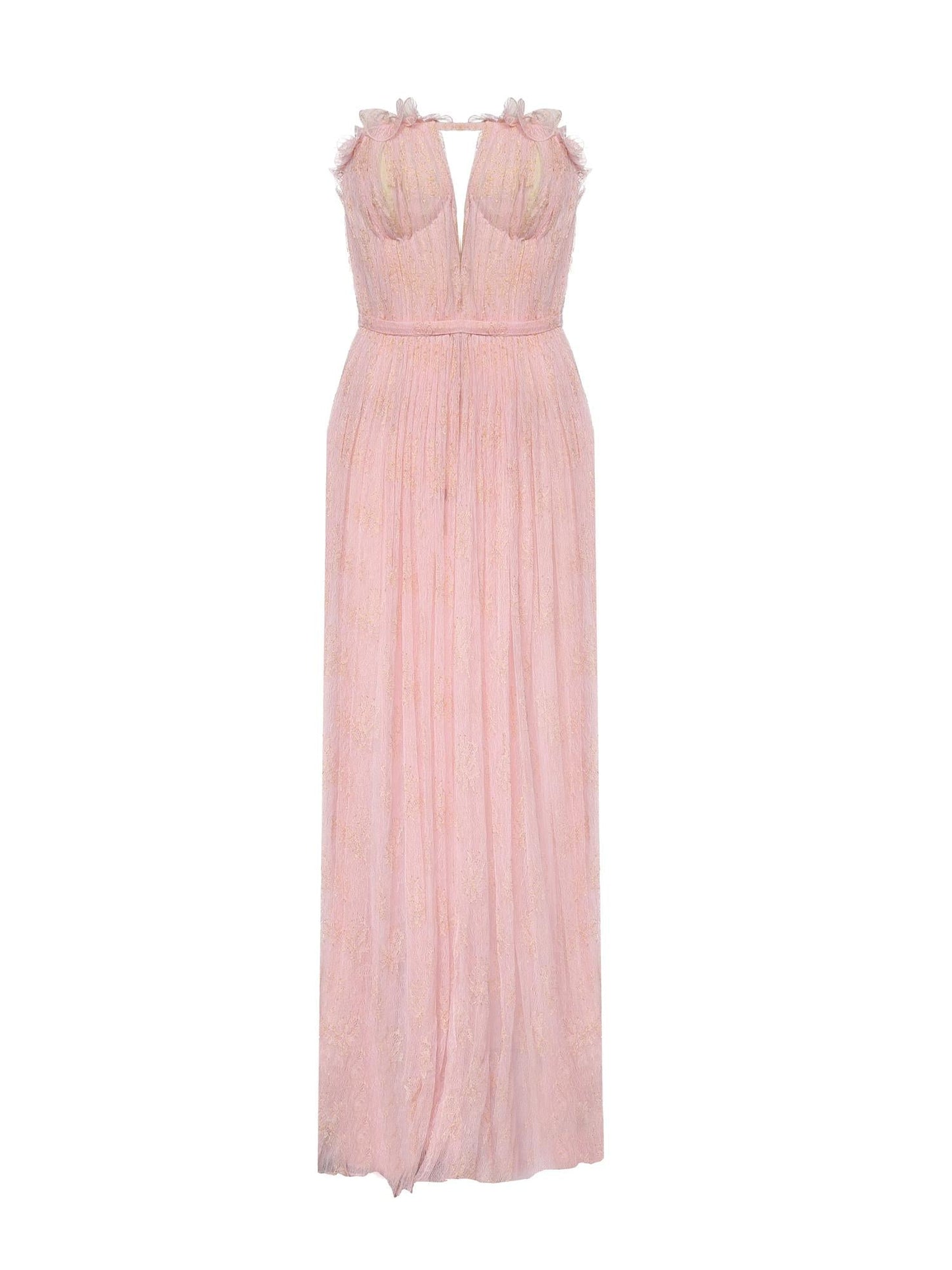 Abito in pizzo con ruches sullo scollo