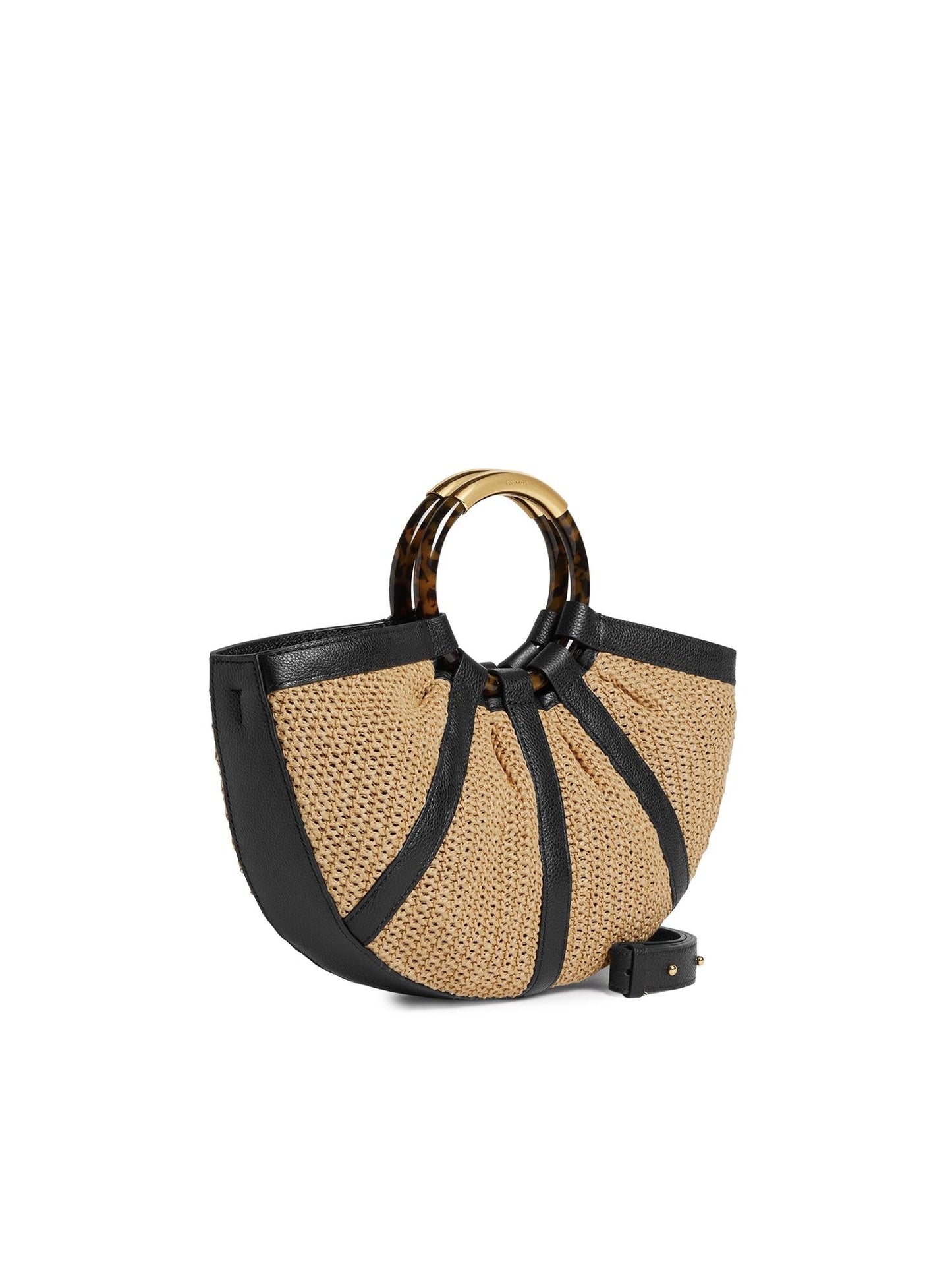 Borsa Shell in paglia e pelle