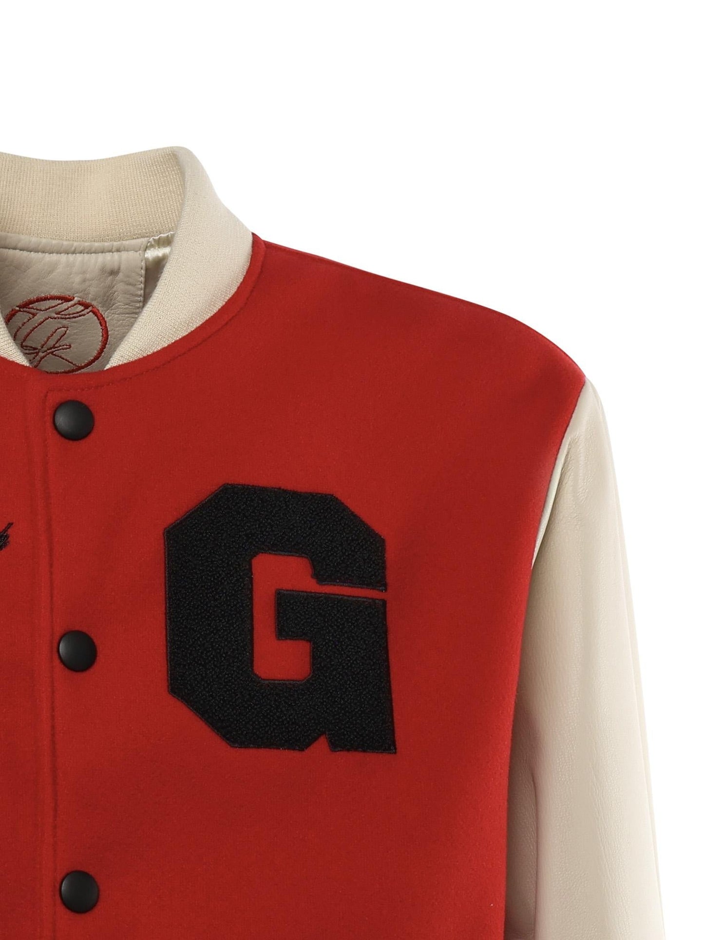 Bomber Varsity in nappa e tessuto