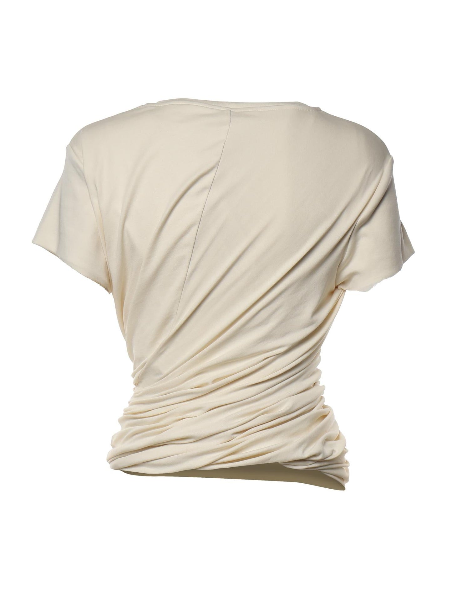 T-shirt con nodo laterale e drappeggio
