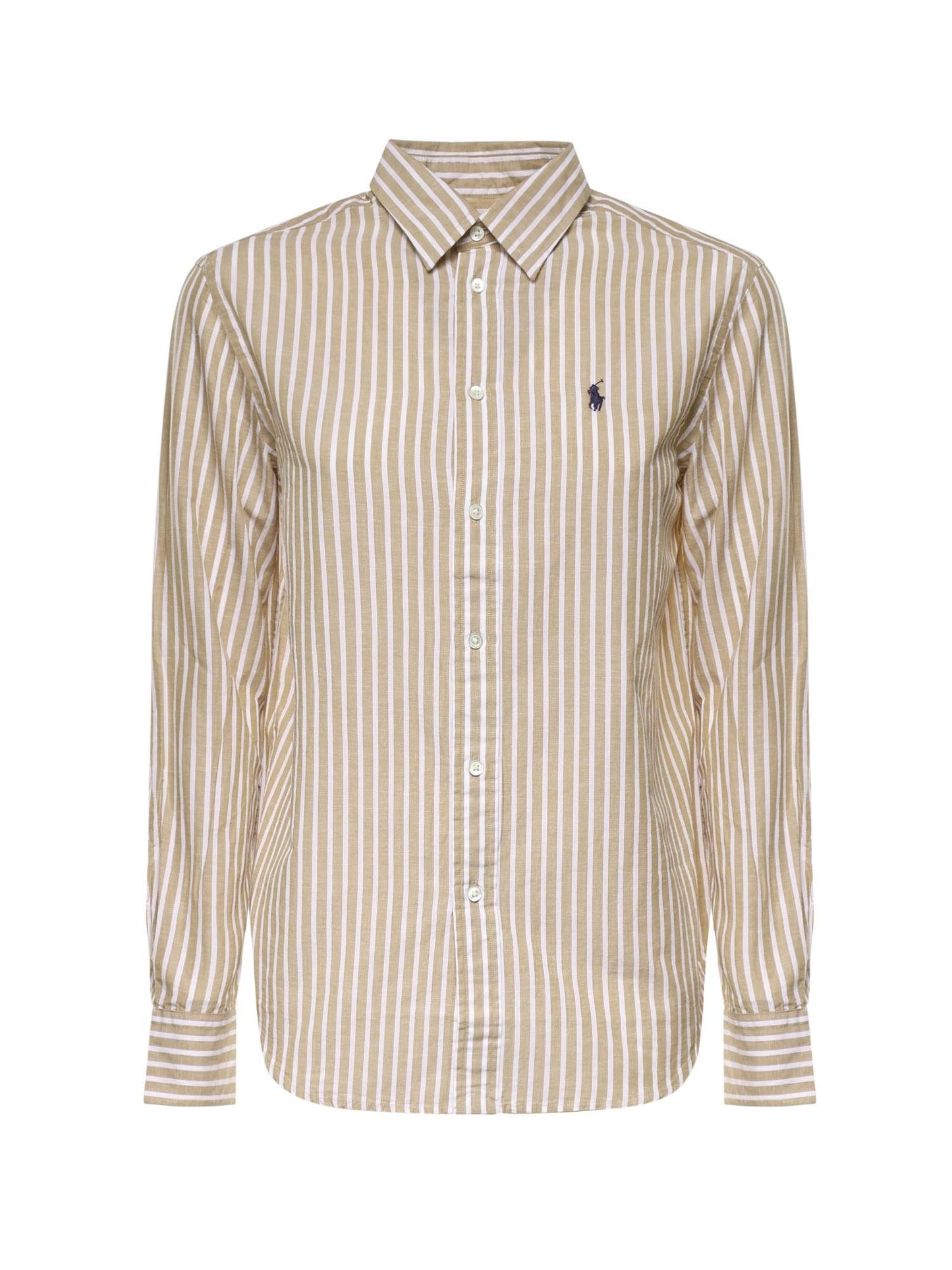 Camicia in cotone e lino con logo