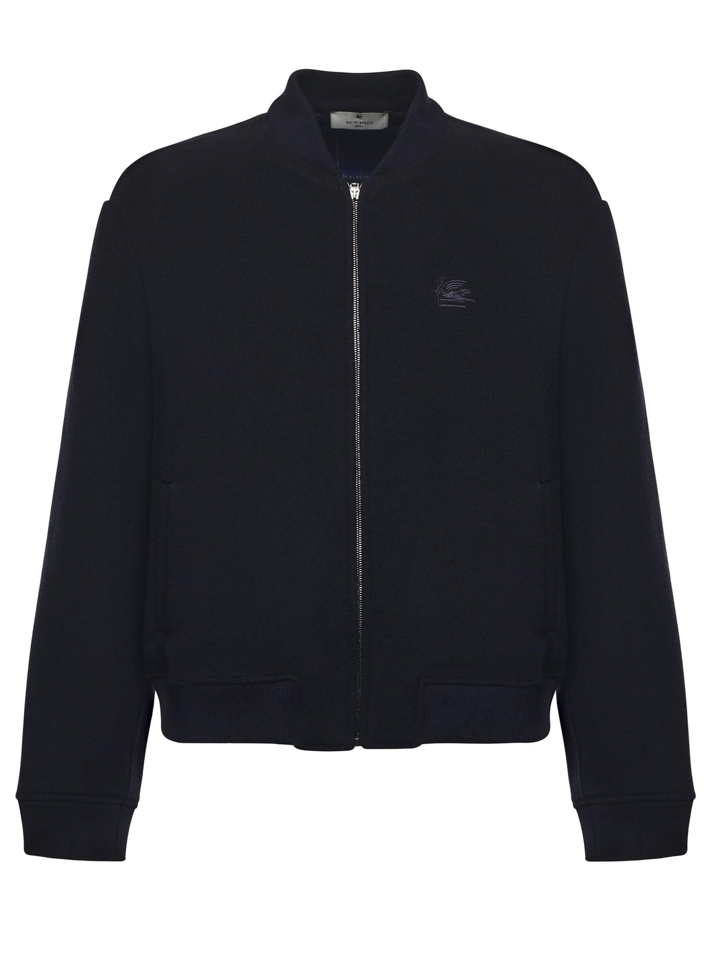 Bomber in lana con logo ricamato