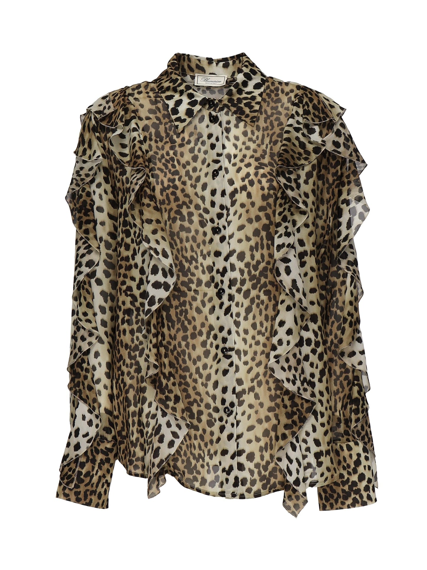 Camicia in georgette stampata con volant