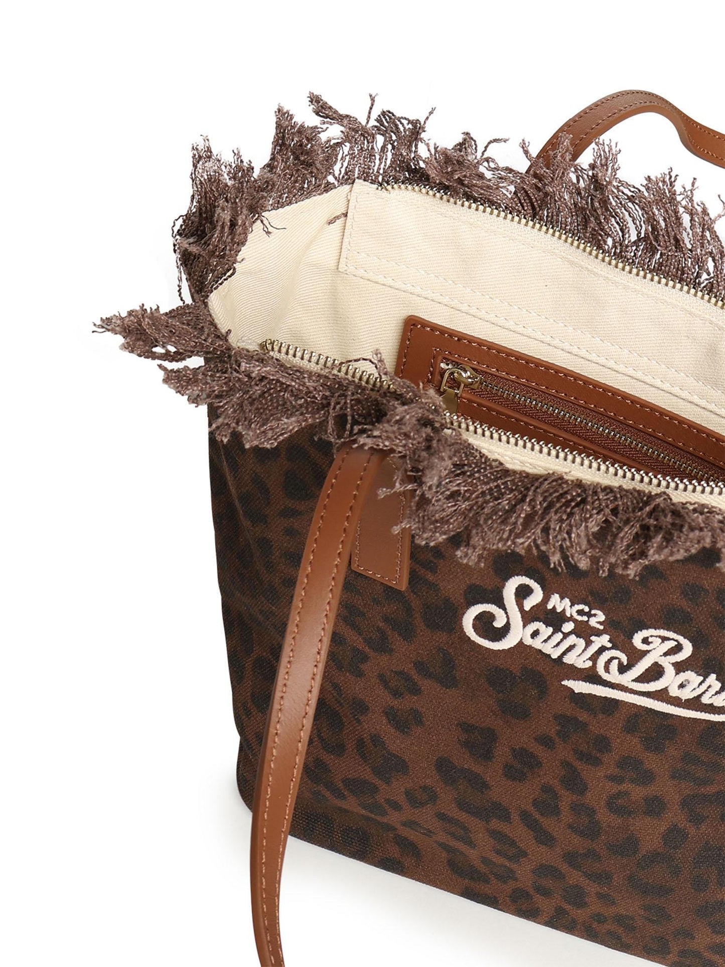 Borsa City Medium in canvas con stampa animalier