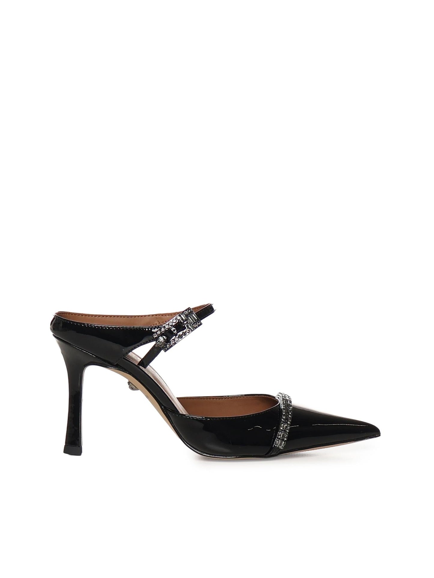 Mule in vernice con cristalli