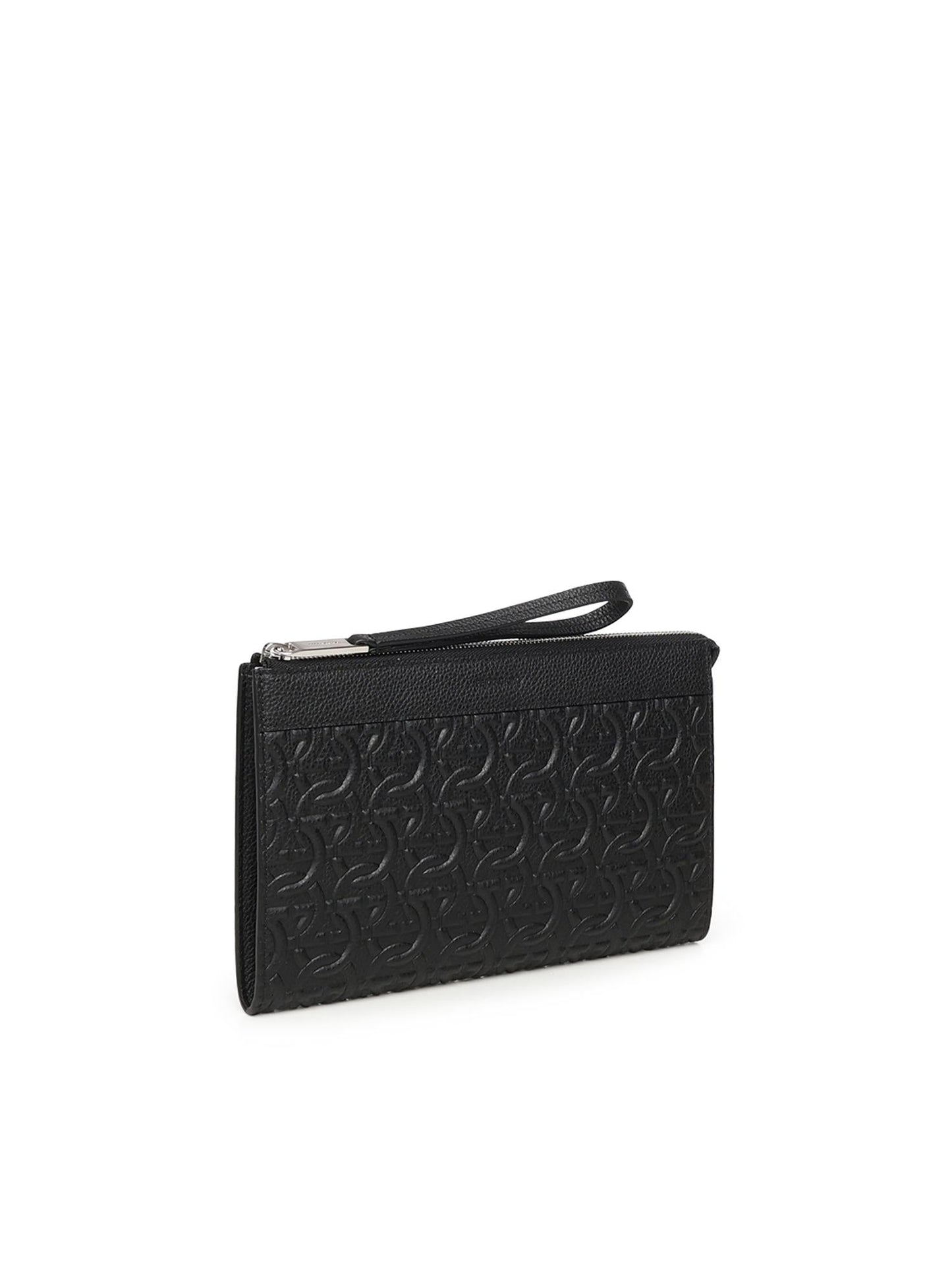 Pouch con goffratura Gancini