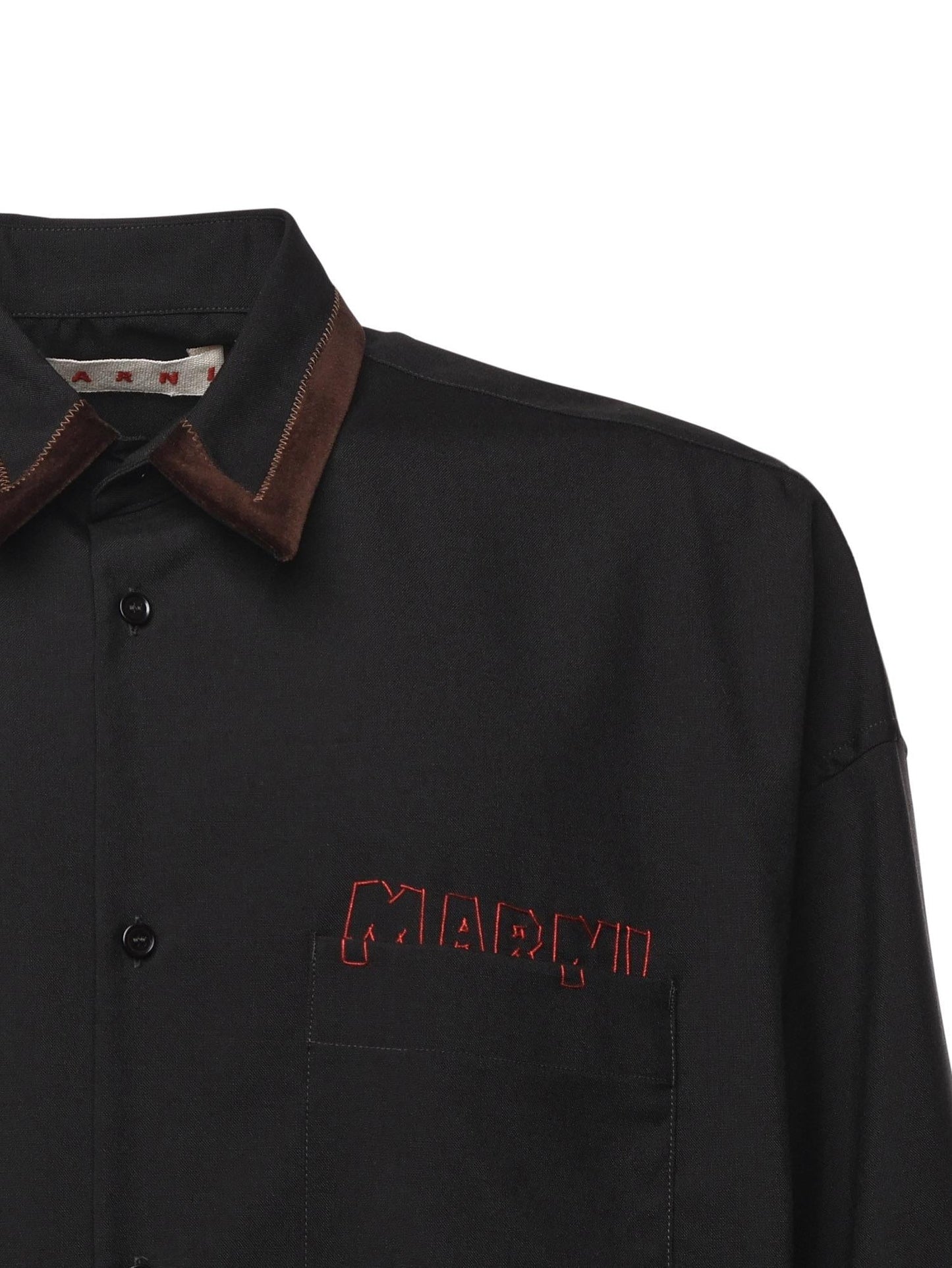 Camicia in lana con logo