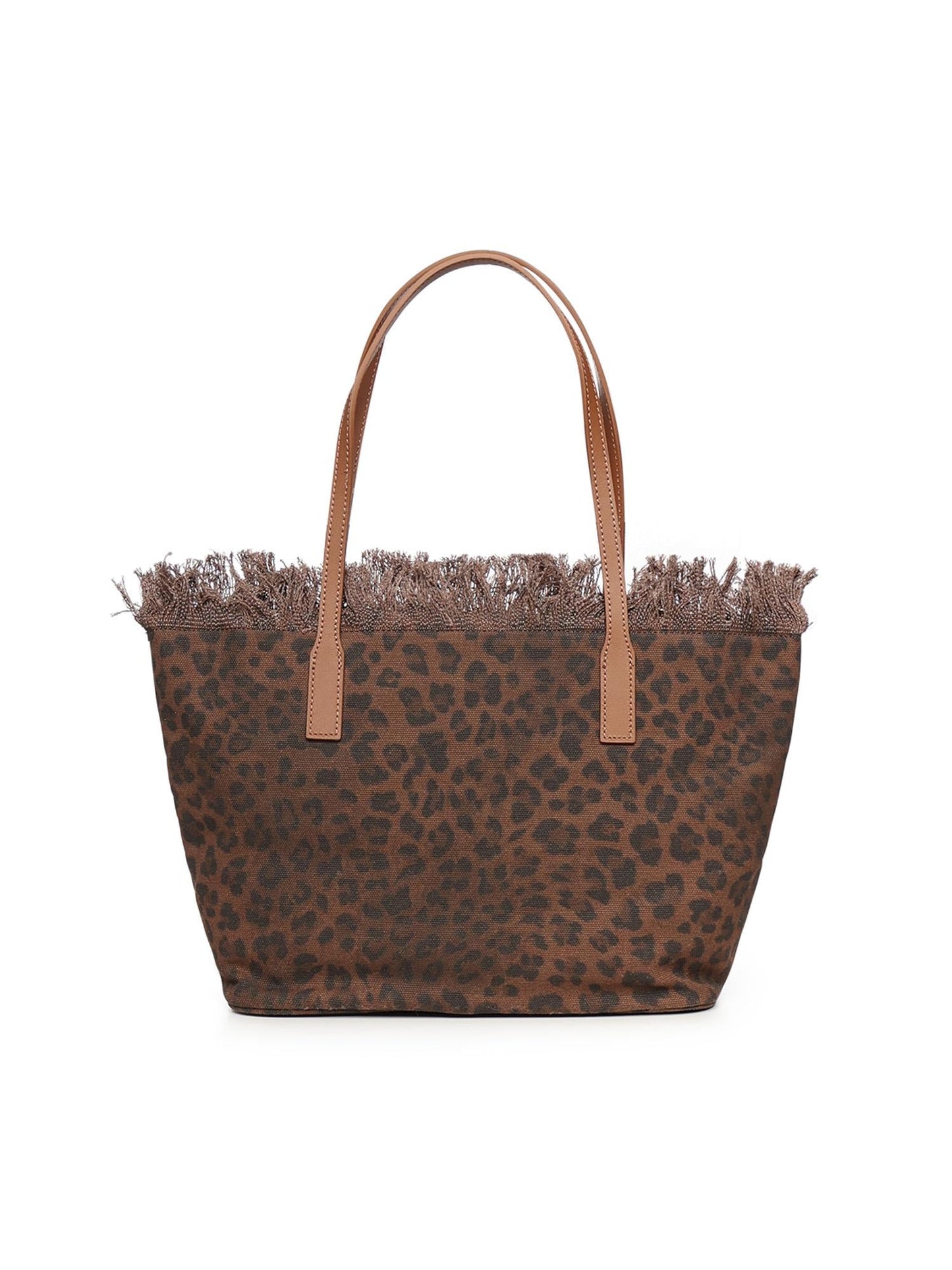 Borsa City Medium in canvas con stampa animalier