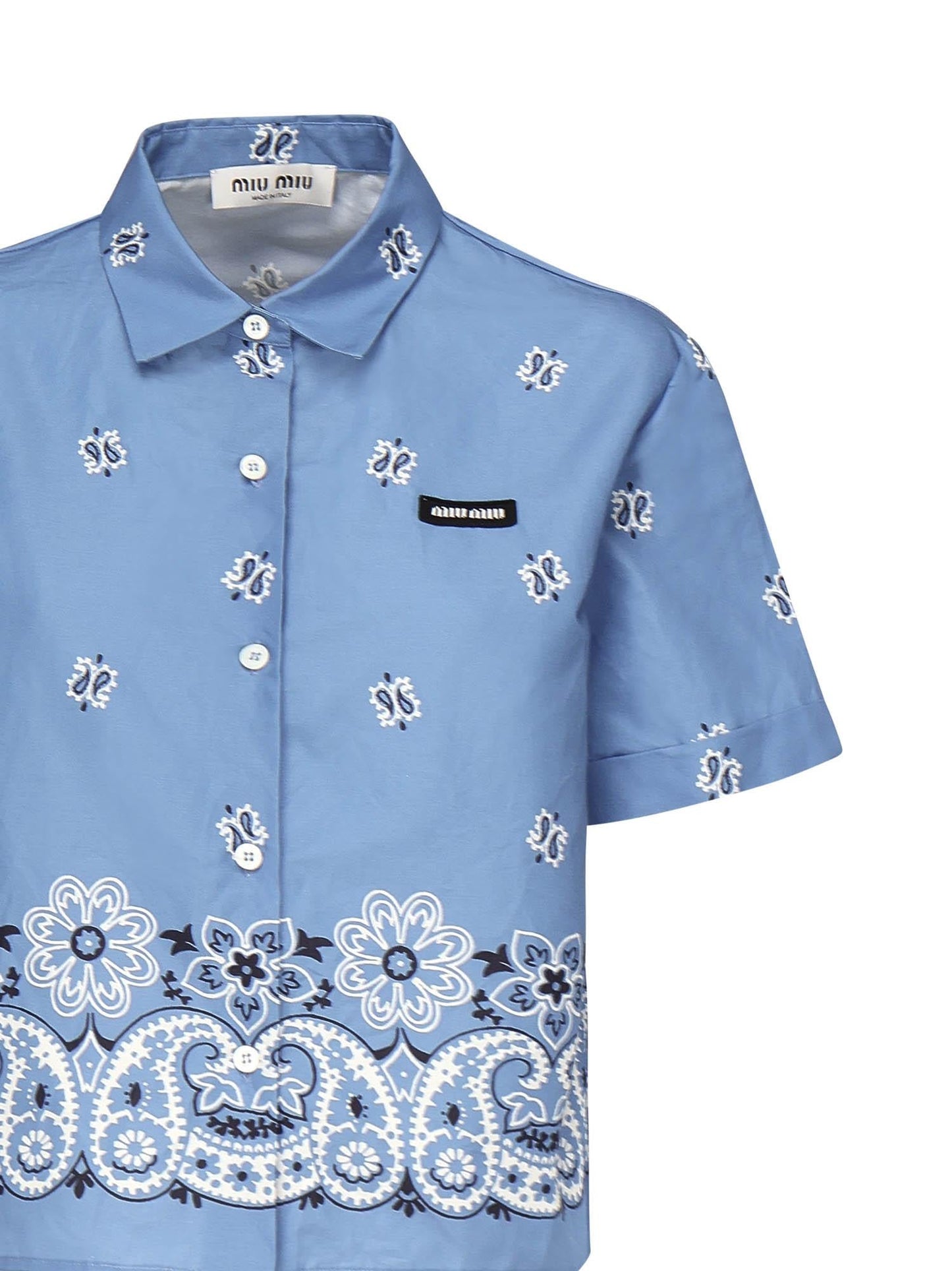 Camicia in popeline fiammato con stampa