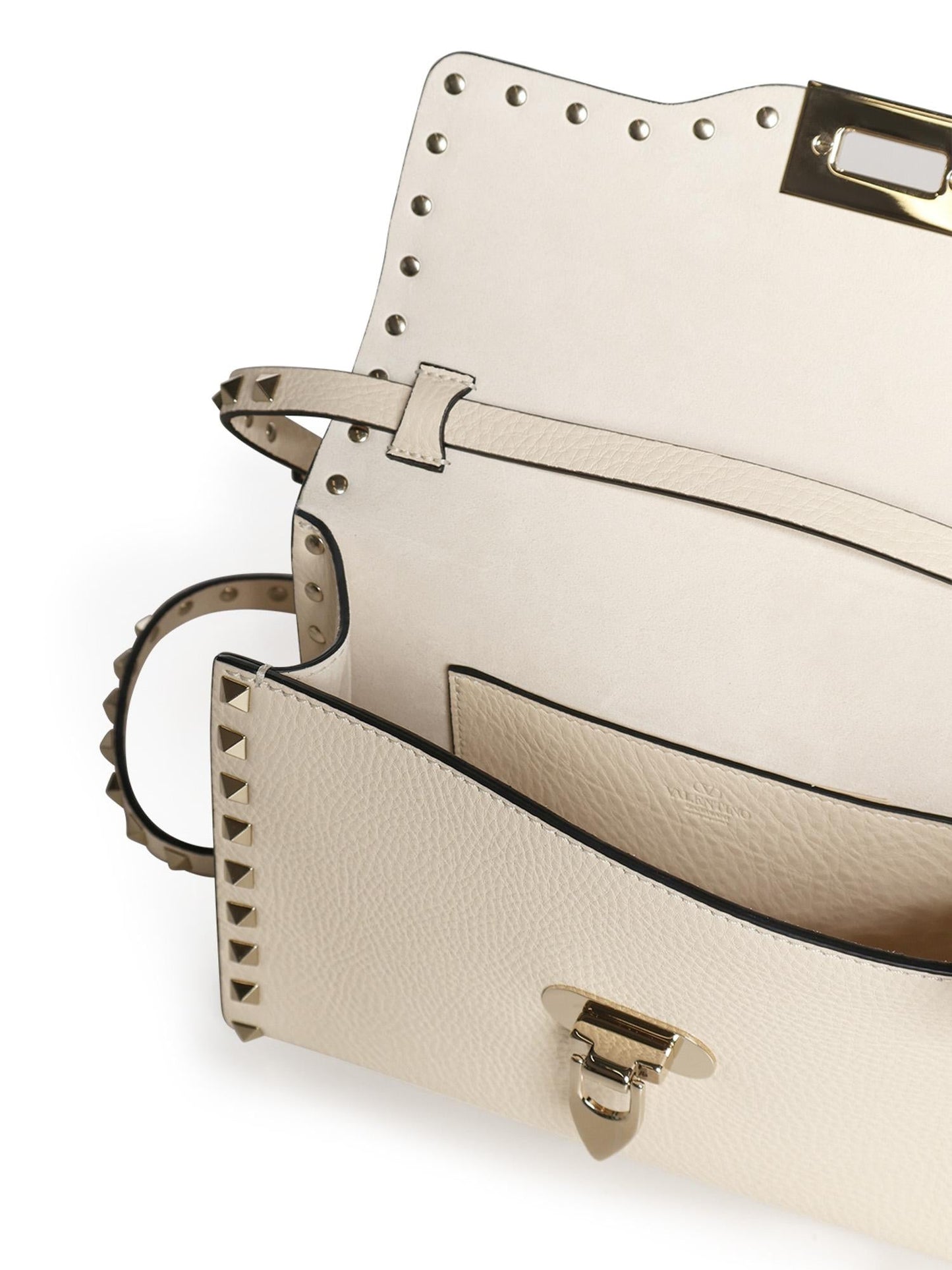 Borsa piccola a tracolla Rockstud in vitello granato
