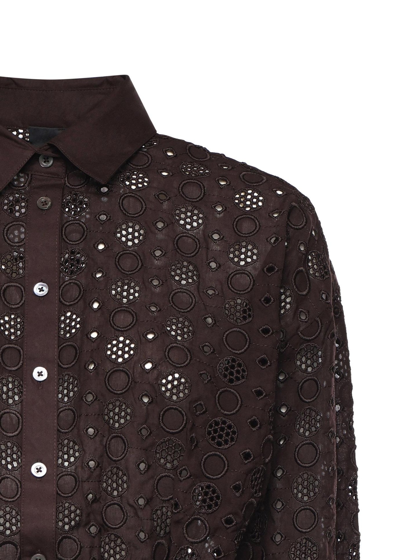 Camicia cropped con ricamo sangallo