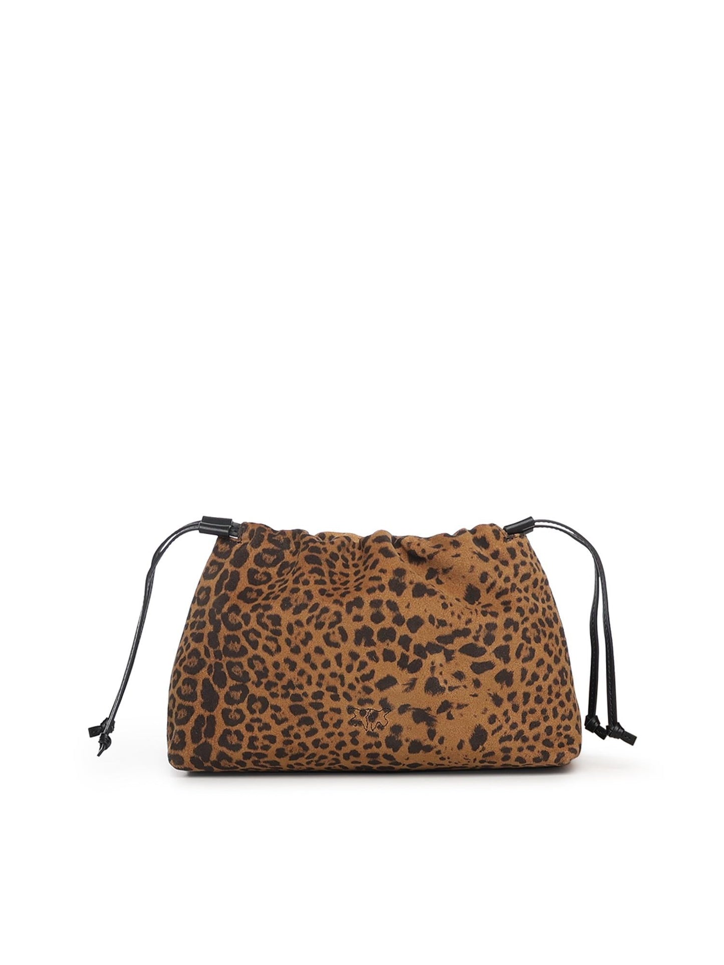 Clutch a spalla piccola in suede con stampa leopardata