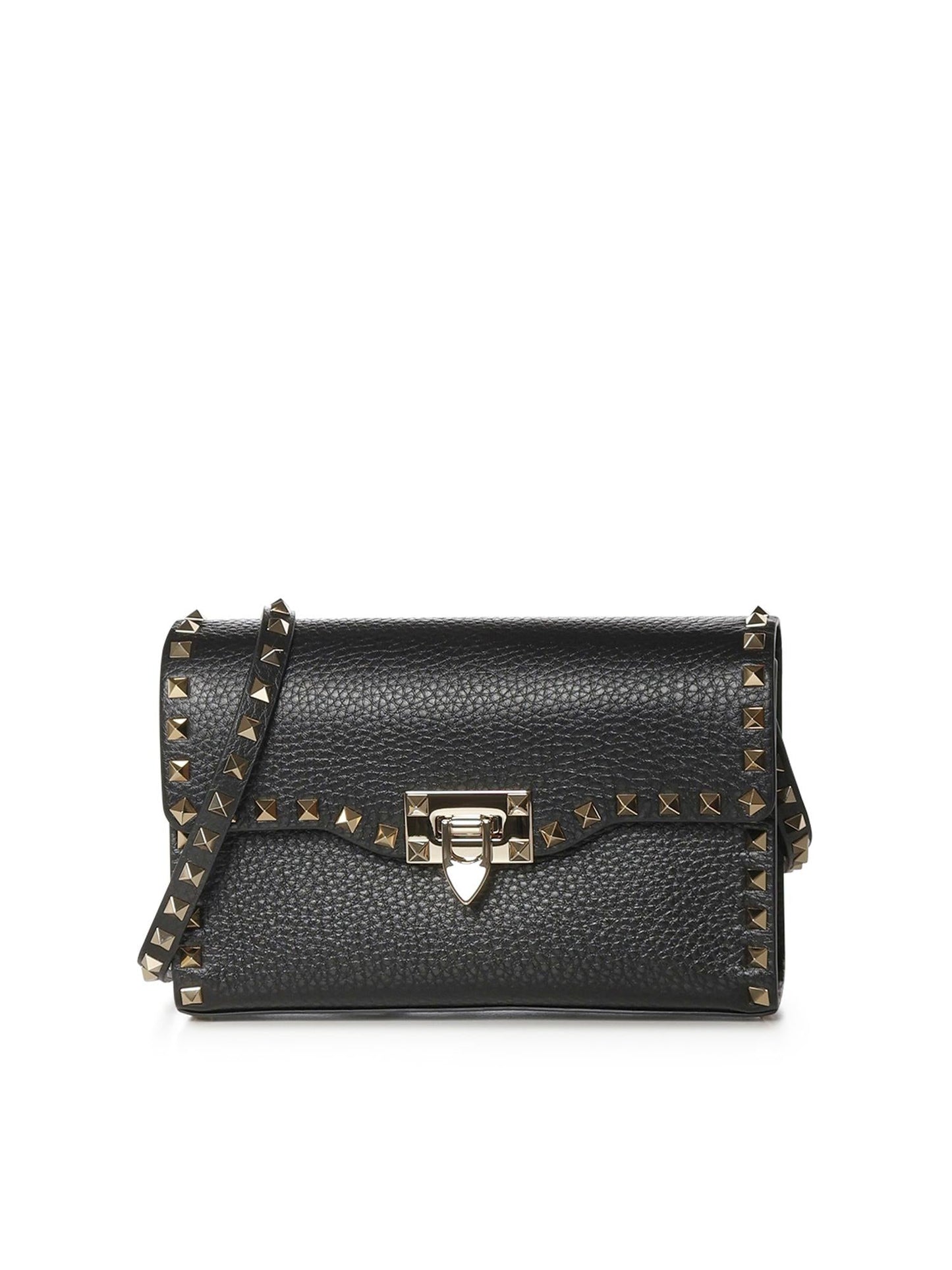 Borsa piccola a tracolla Rockstud in vitello granato