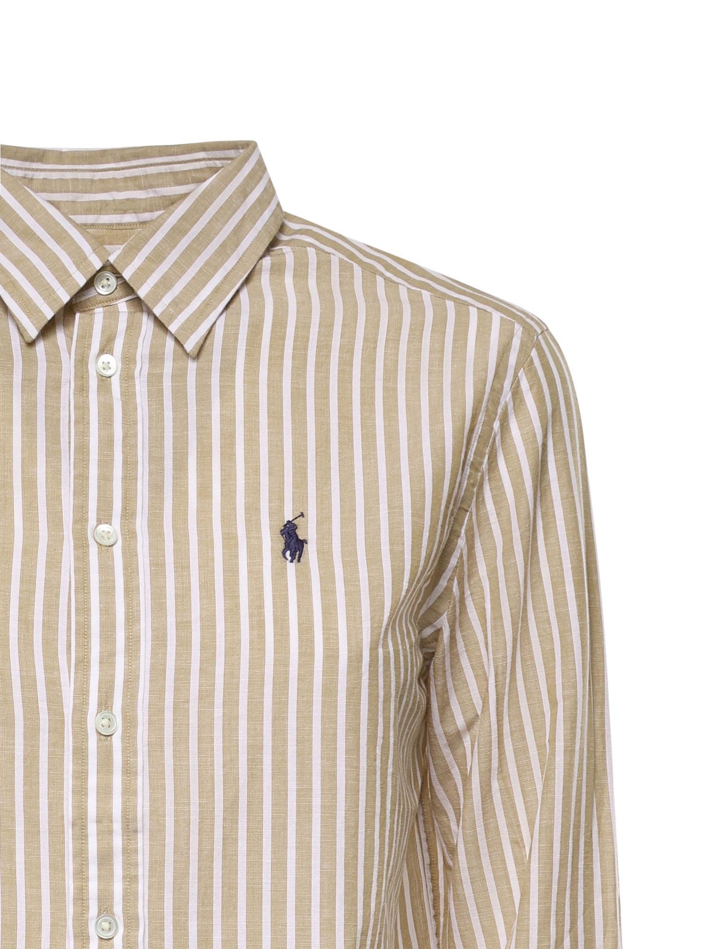 Camicia in cotone e lino con logo