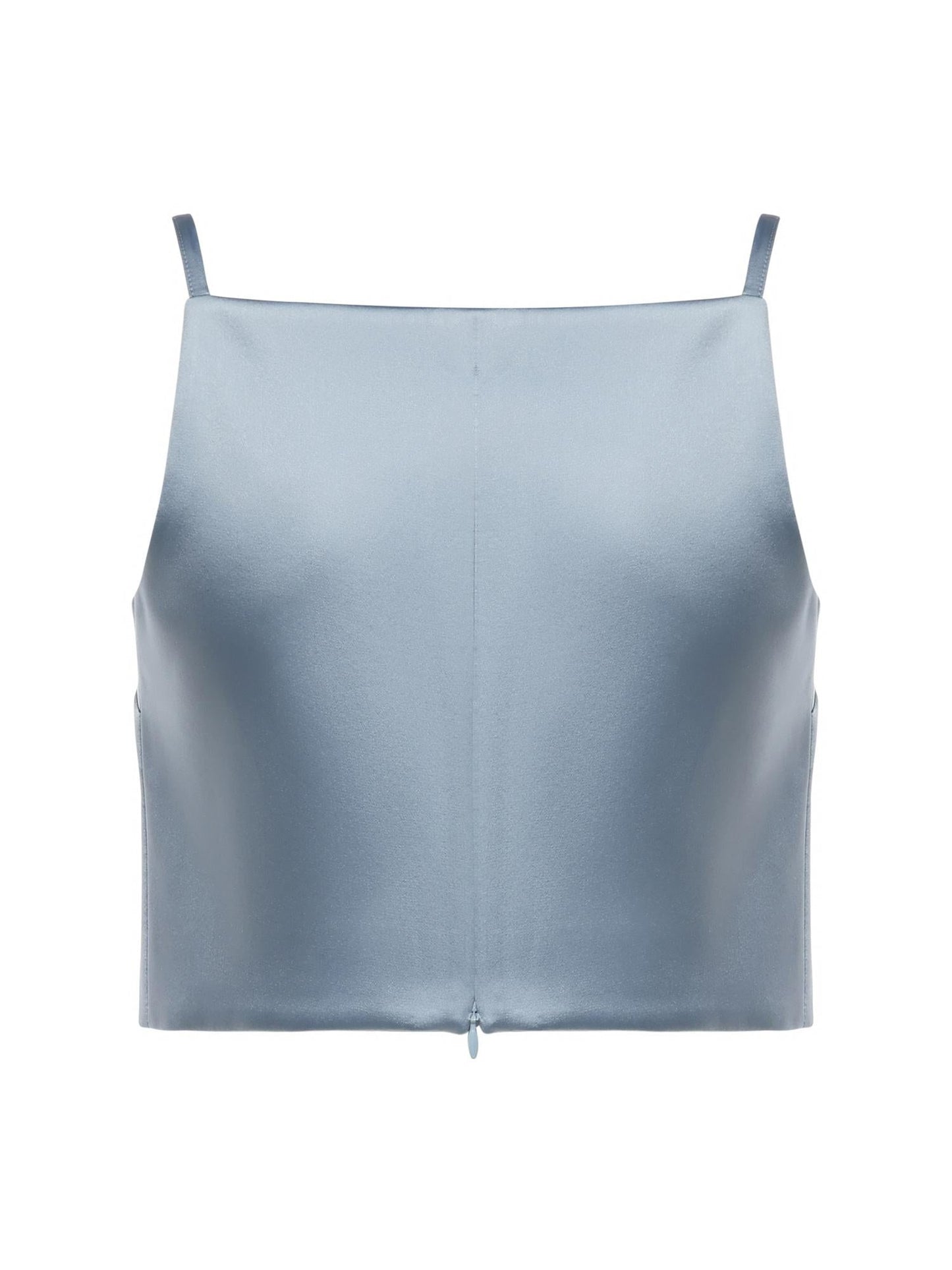Top in raso con applicazioni floreali