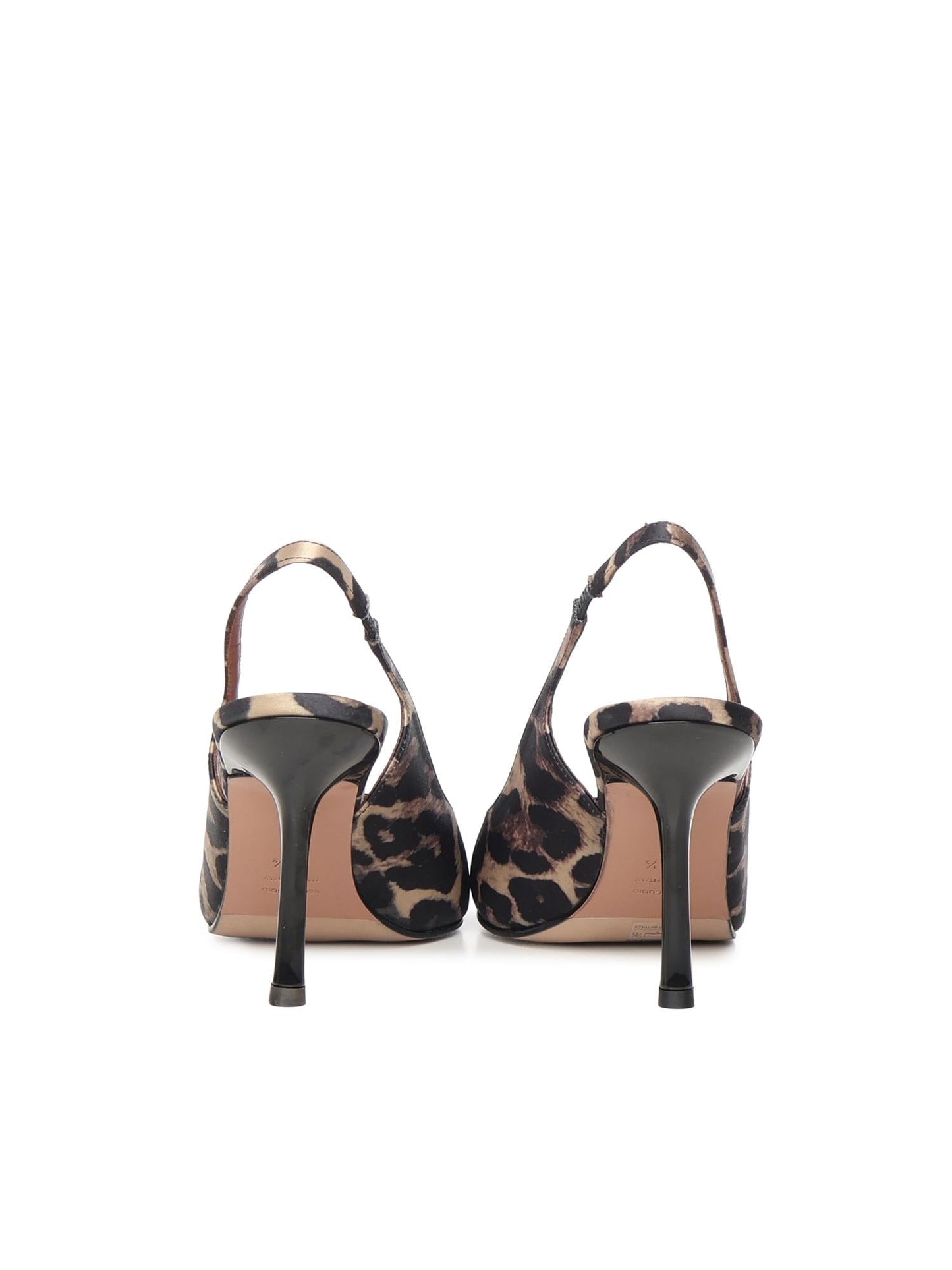 Décolleté slingback Holly in raso stampa animalier