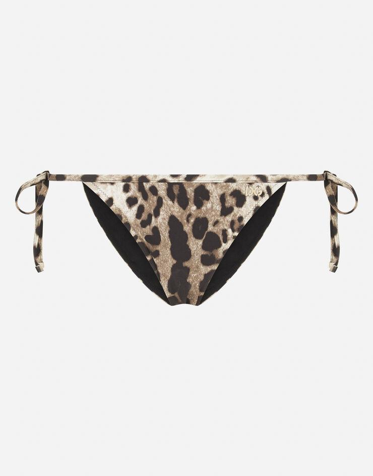 Slip bikini con stampa leopardata