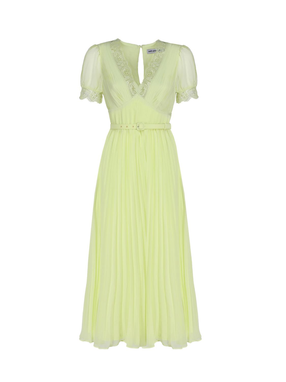 Abito longuette in chiffon con dettaglio in pizzo