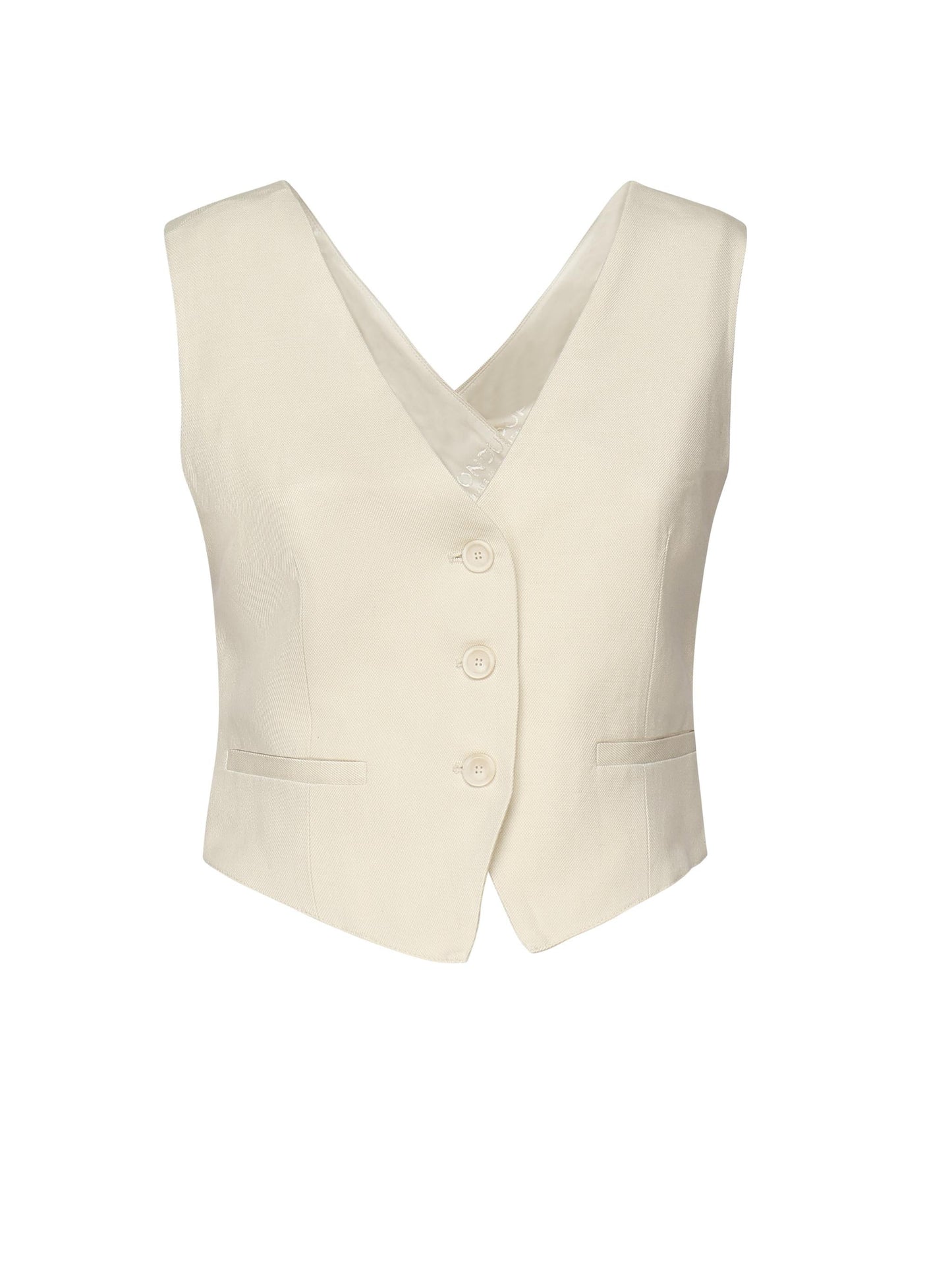 Gilet in twill di viscosa e lino