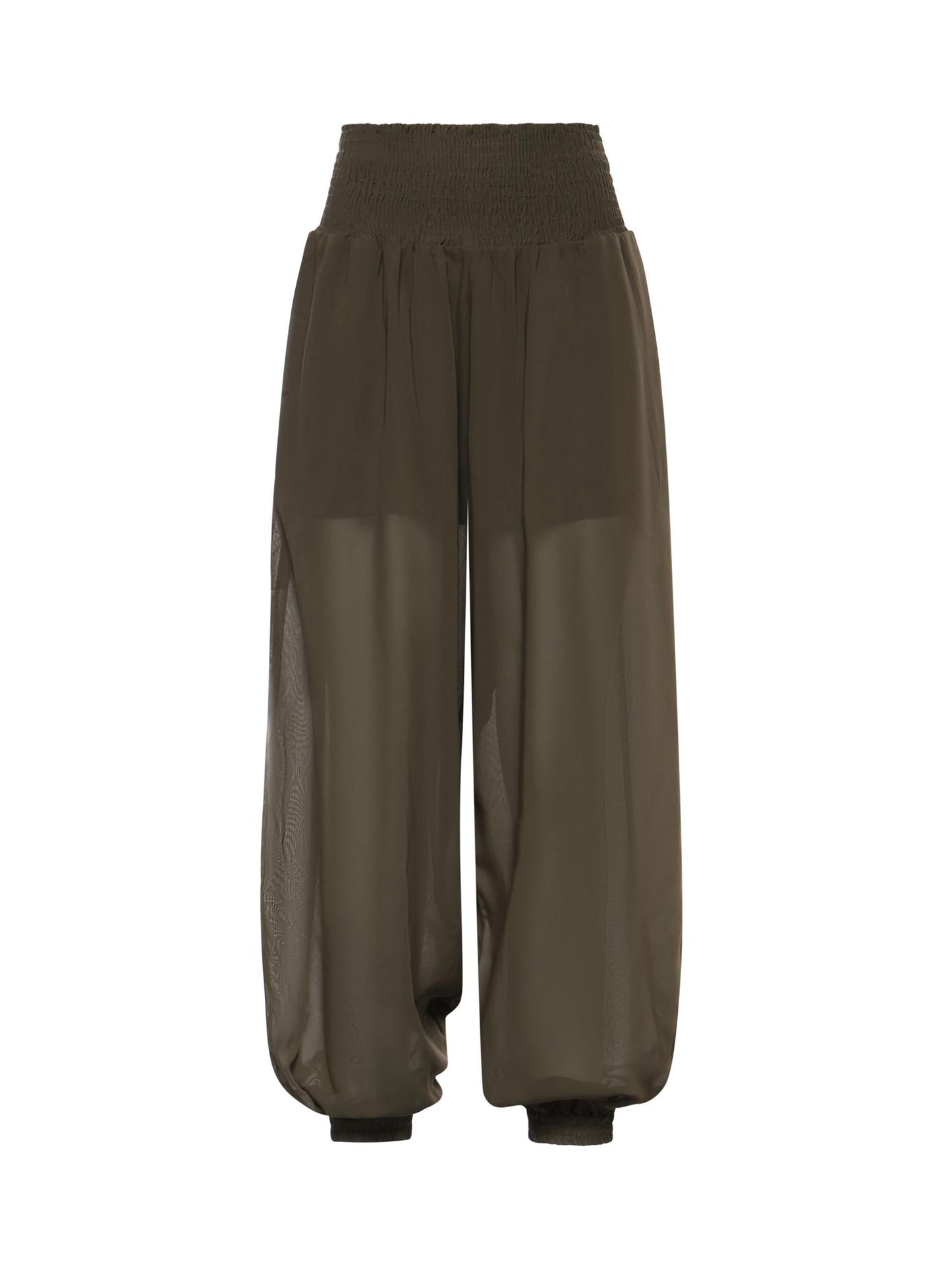 Pantaloni in voile crêpe di misto cotone