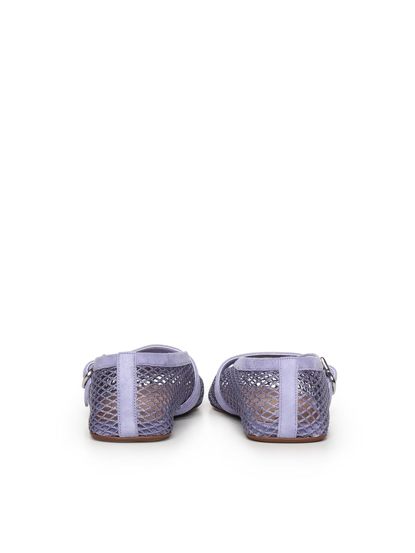 Ballerine flat in rete e pelle scamosciata