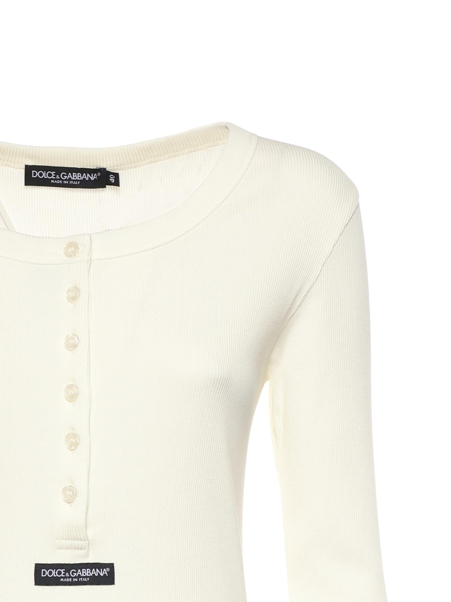 T-shirt Serafino in cotone a coste