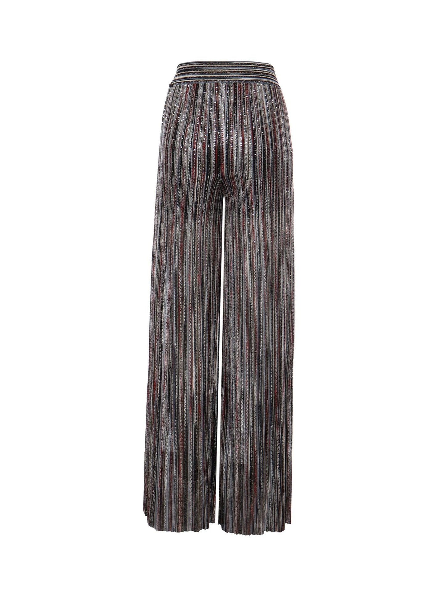 Pantaloni in misto viscosa a costine con paillettes