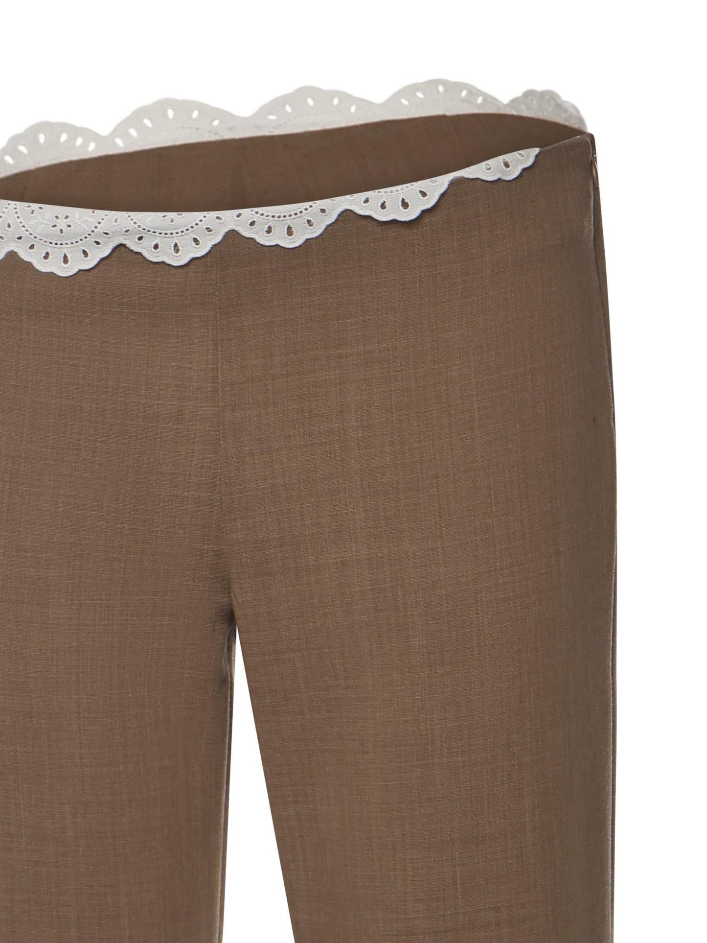 Pantaloni in lana con cinturino in pizzo