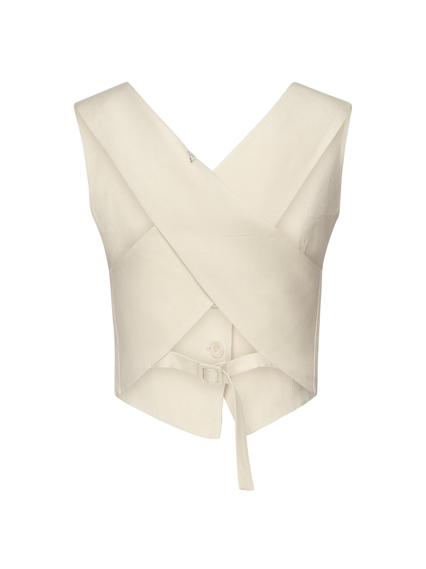 Gilet in twill di viscosa e lino