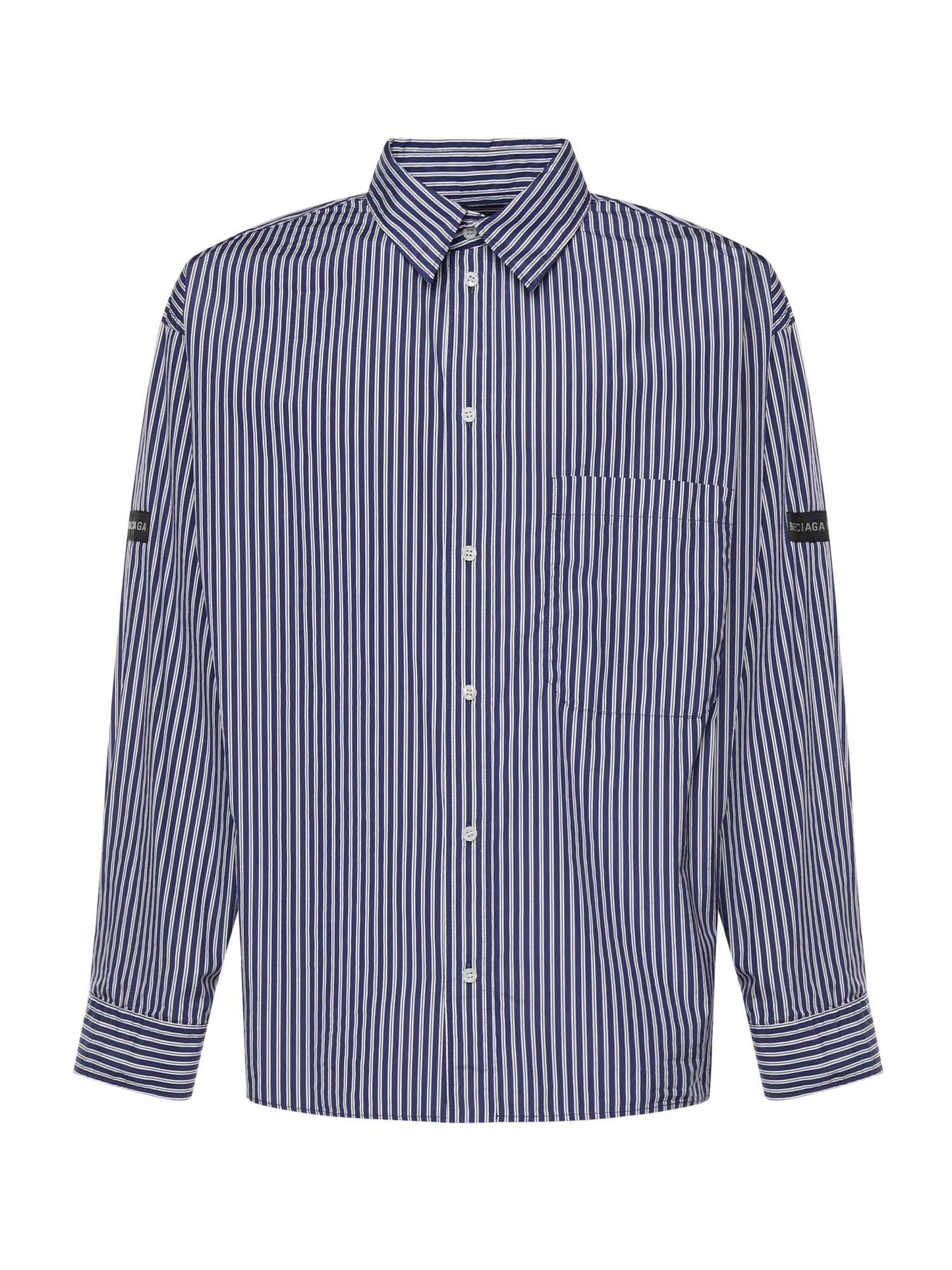 Camicia a righe in popeline di cotone con logo