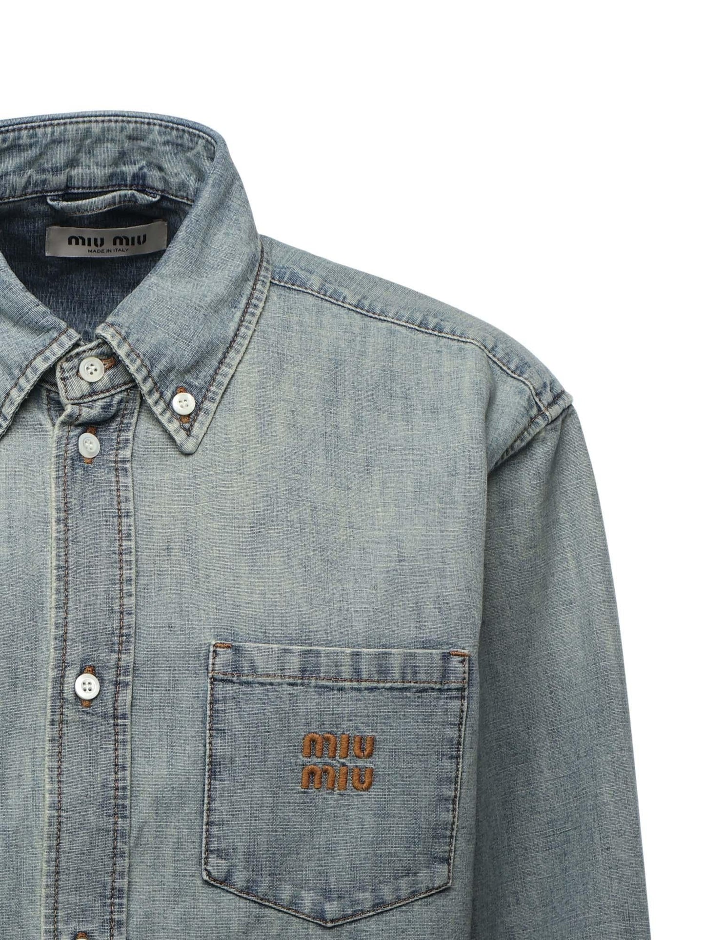 Camicia in chambray con logo