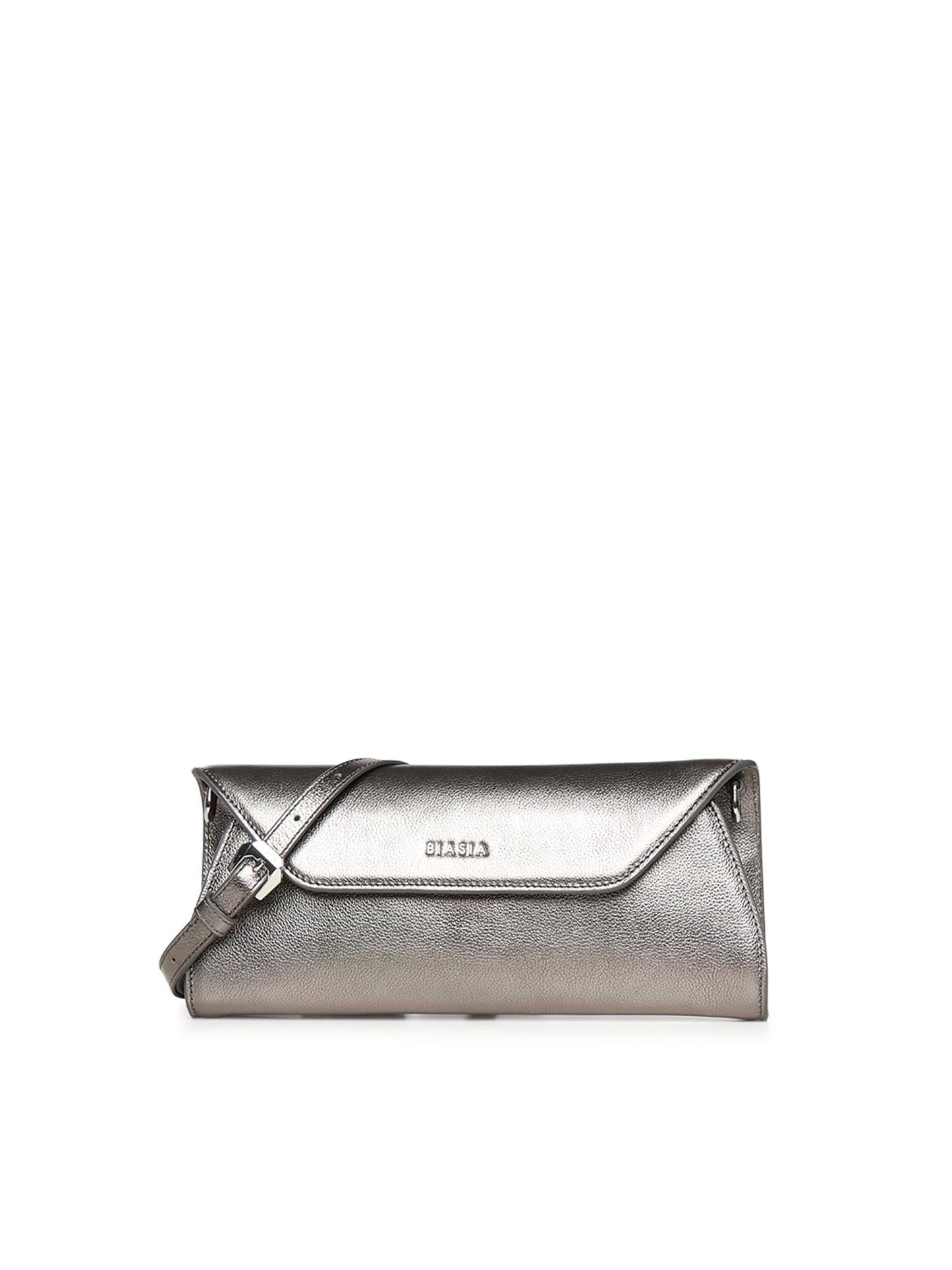Clutch con logo in pelle