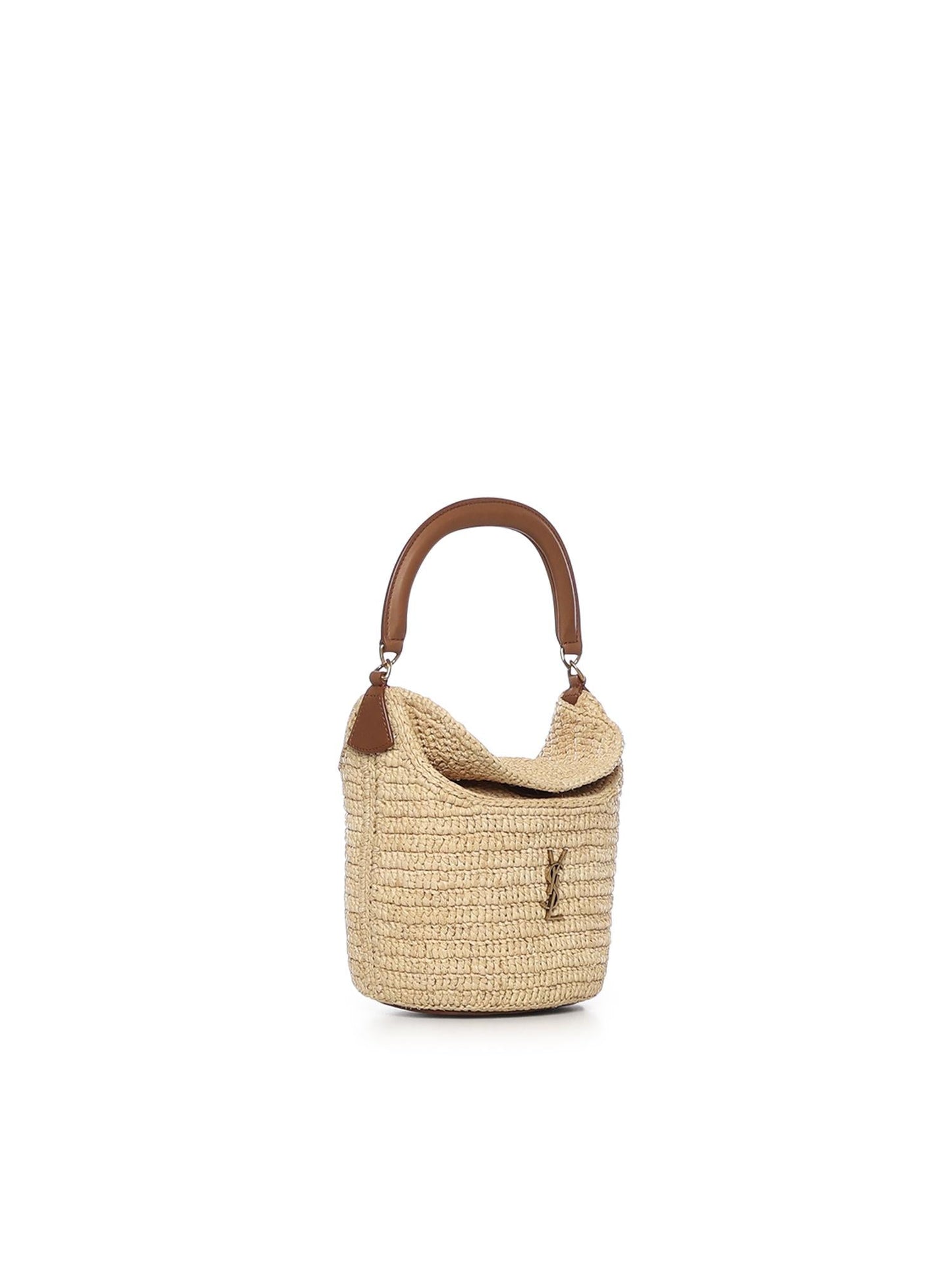 Secchiello Gaby in rafia con pelle