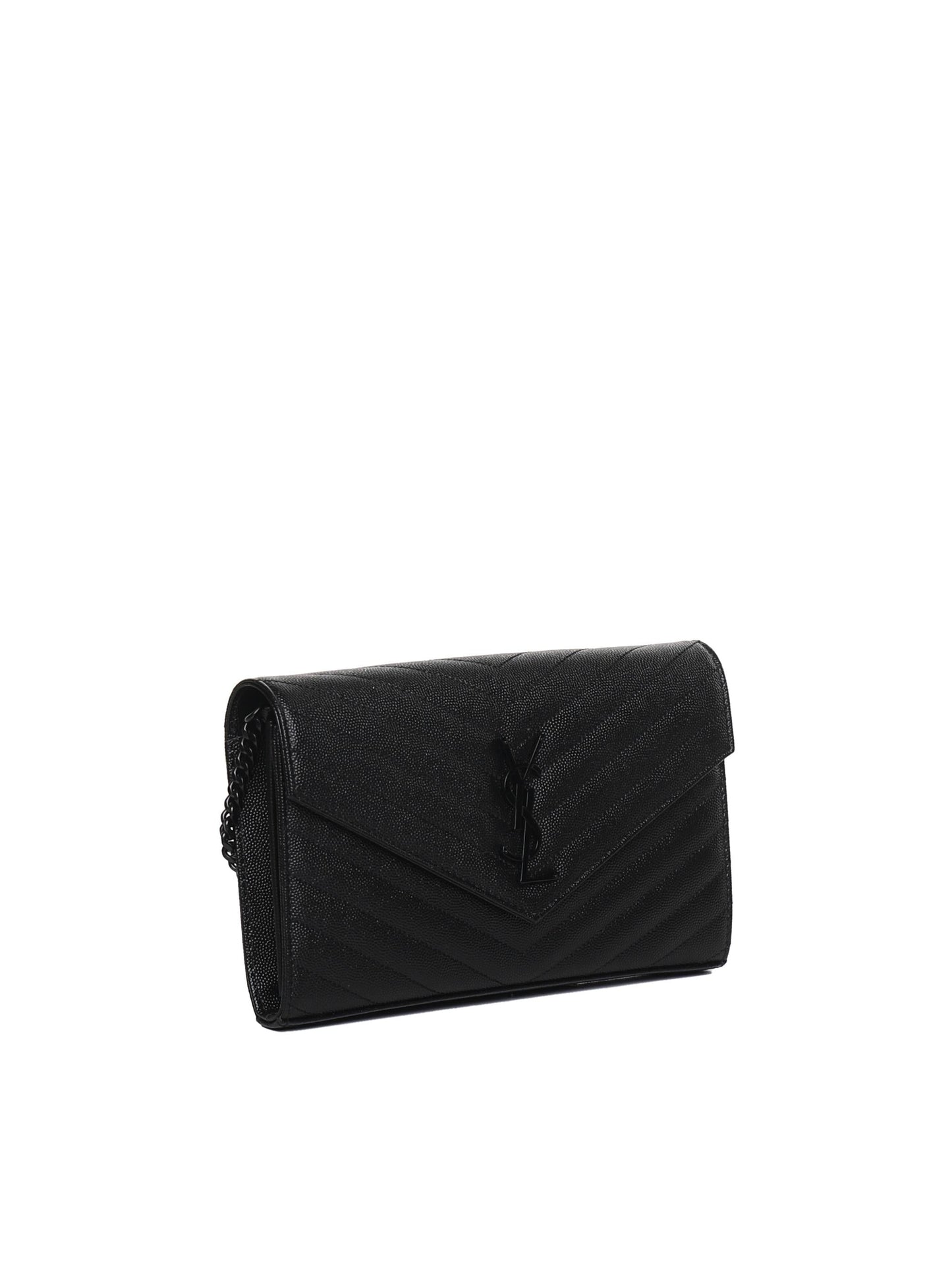 Pochette con catena Cassandre in pelle grain de poudre