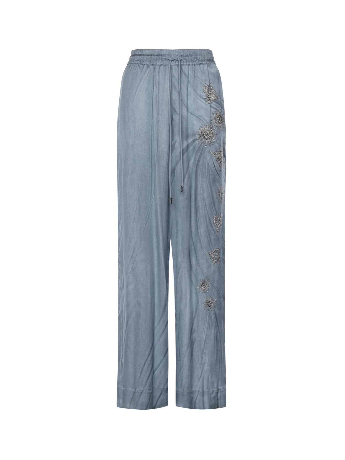 Pantaloni fluidi con stampa gioiello