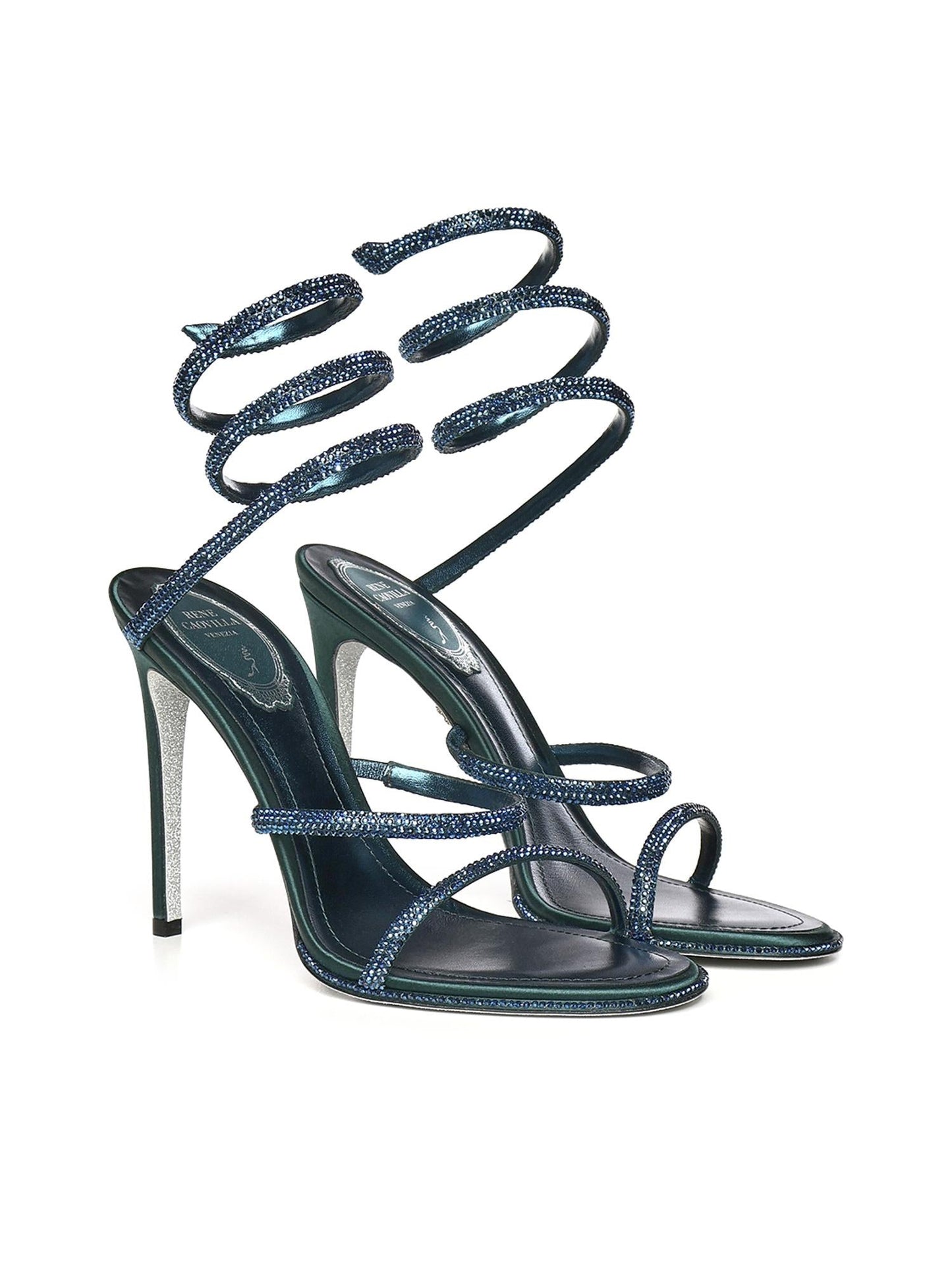 Sandali Cleo in raso con cristalli