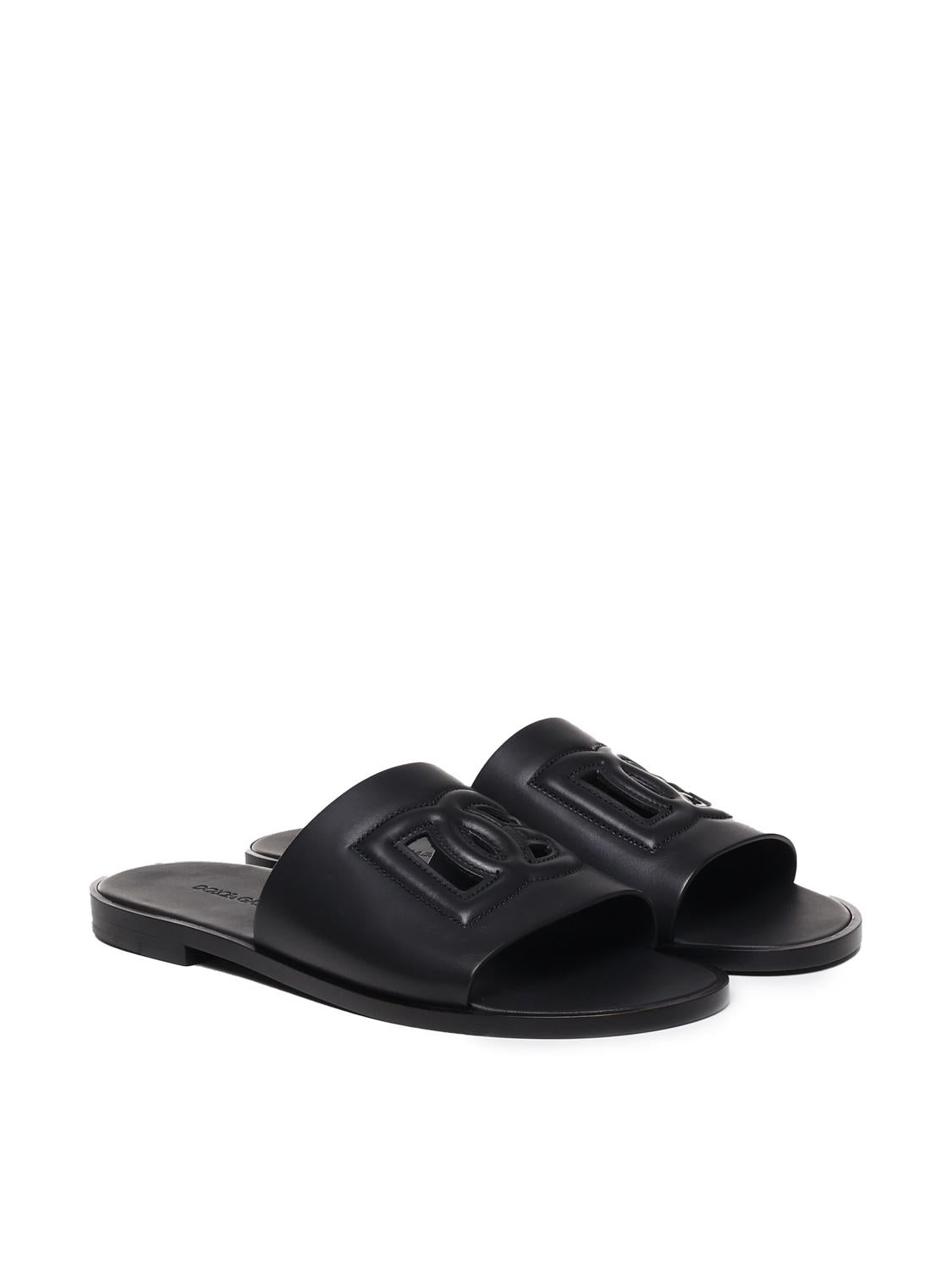Slide in pelle con logo DG