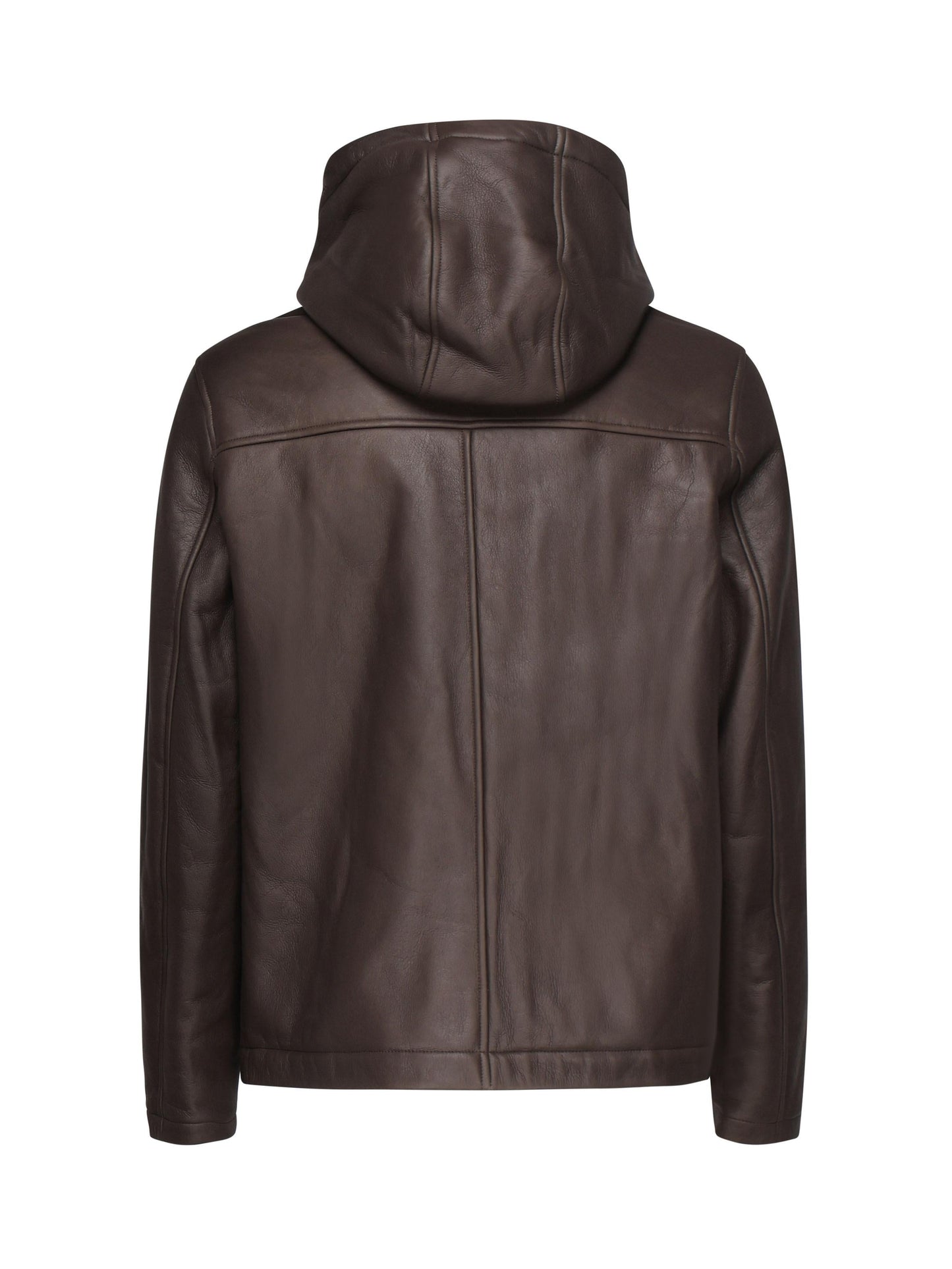 Giacca in pelle con cappuccio