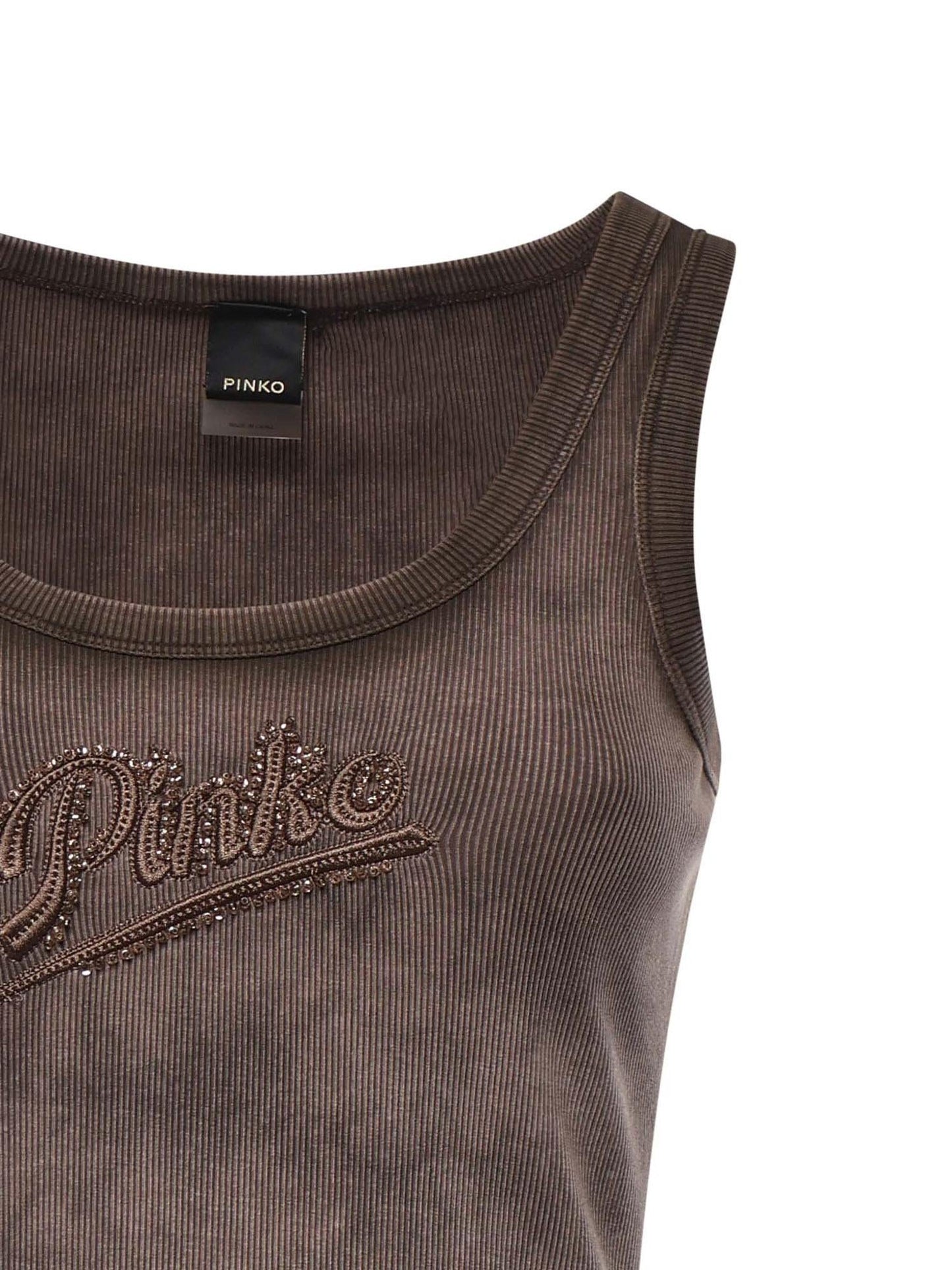 Tank top effetto spray con ricamo