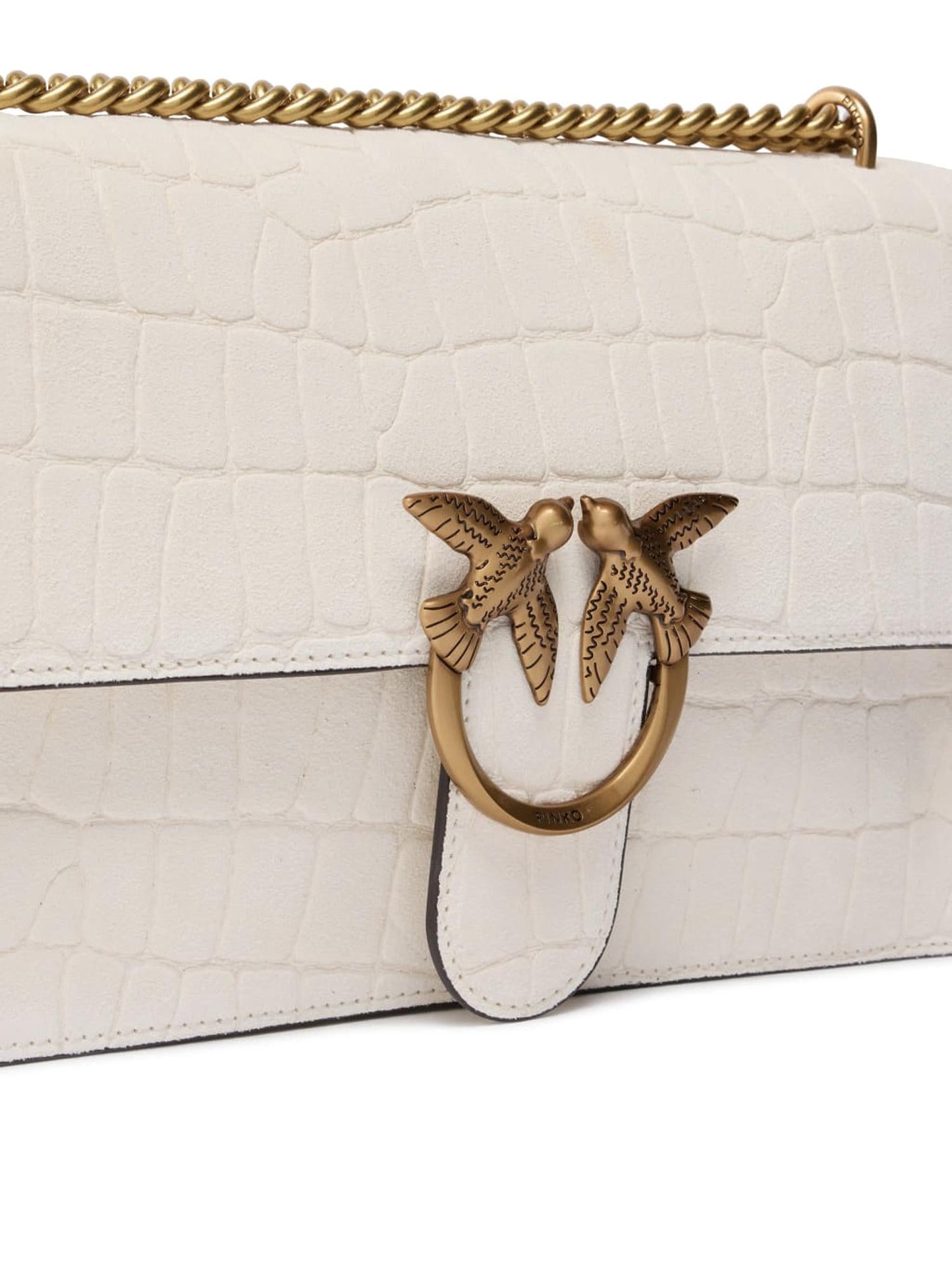 Borsa a tracolla media Love Bag One in pelle stampa coccodrillo
