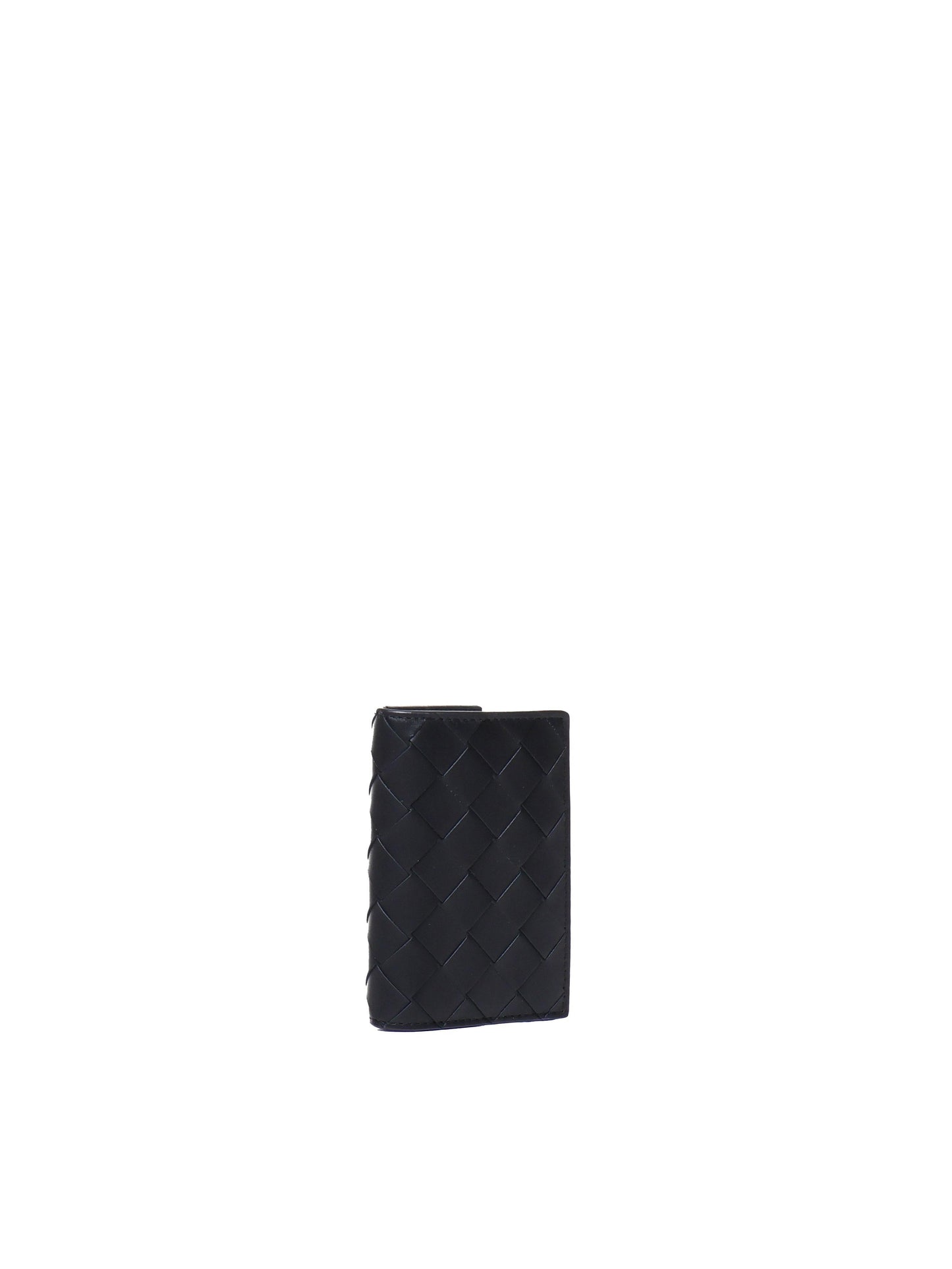 Porta carte Intrecciato in pelle con patta