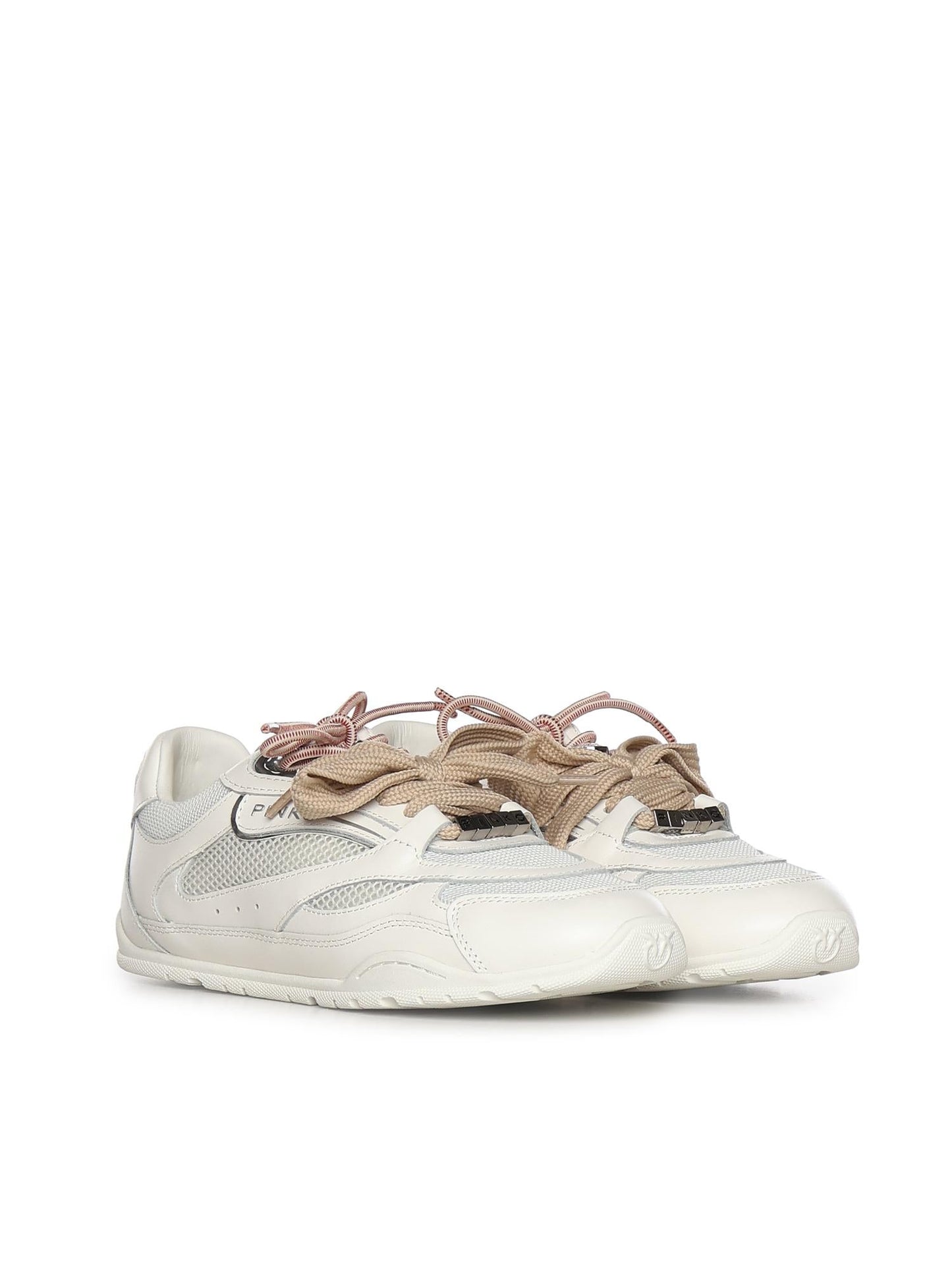 Sneakers con lacci doppi, cristallo e charm
