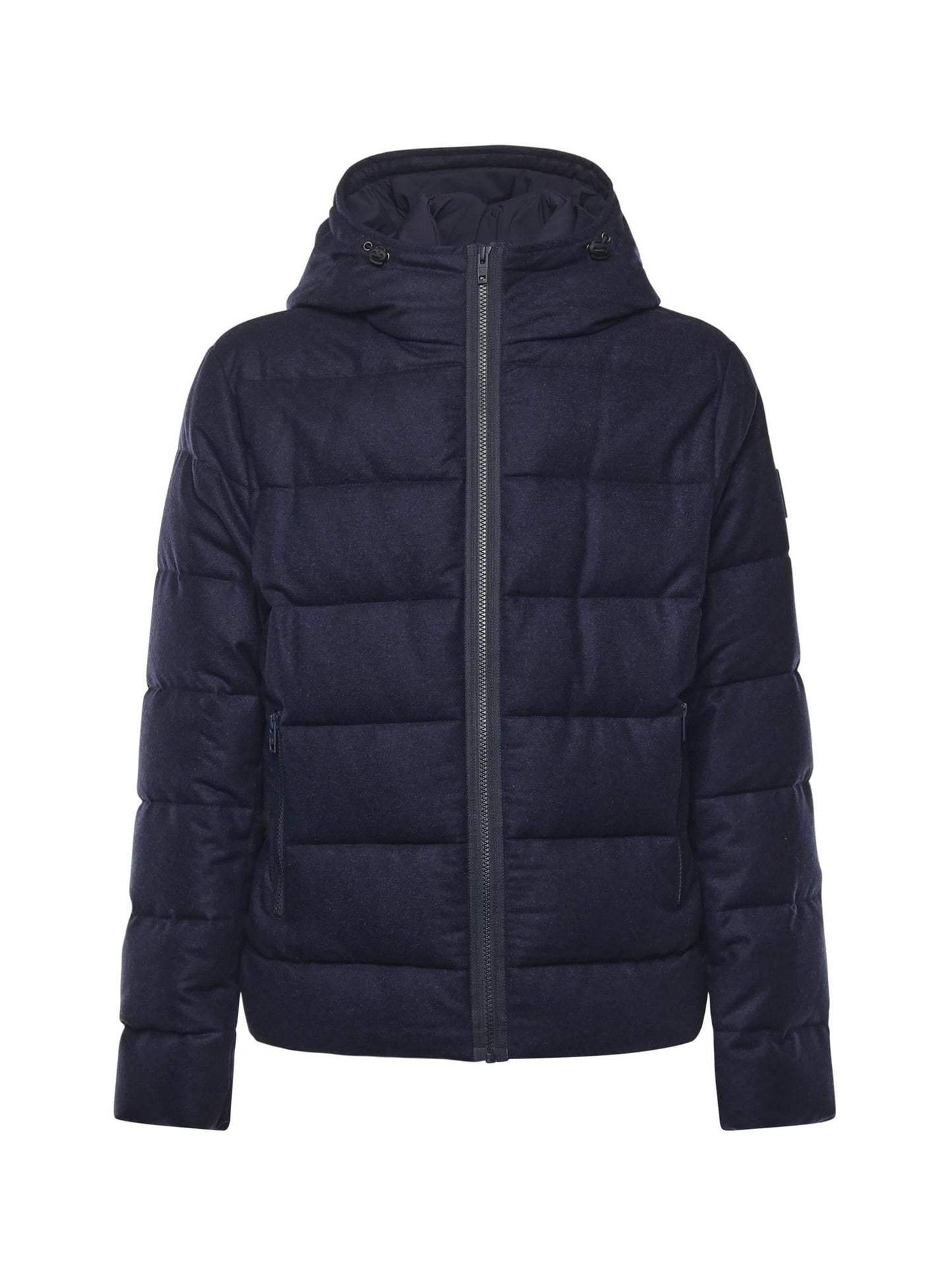 Piumino double front in flanella di lana cardata