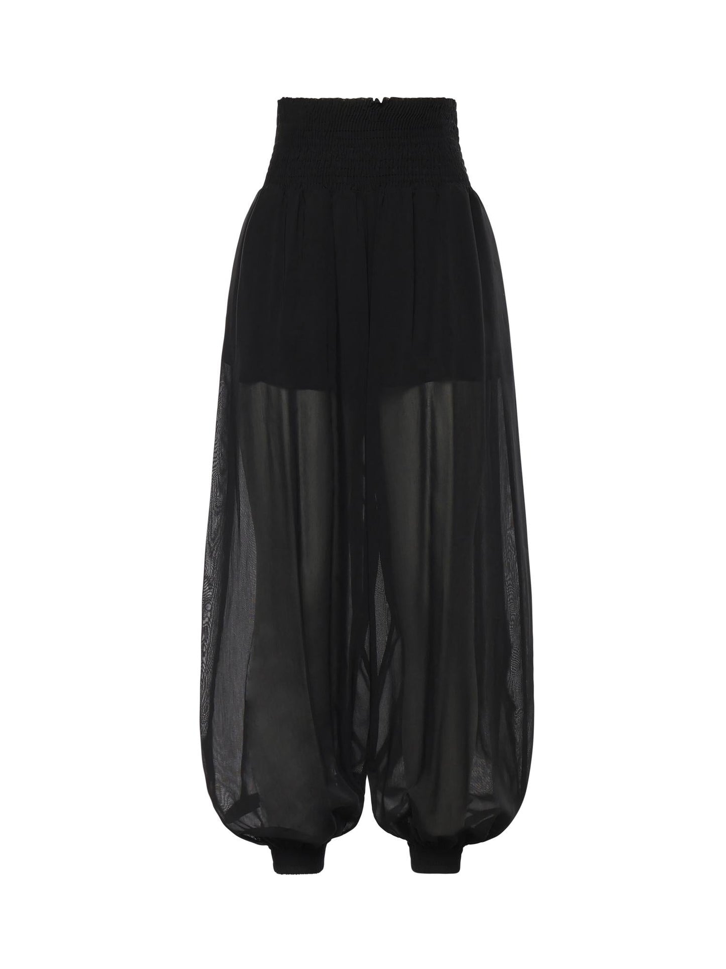 Pantaloni in voile crêpe di misto cotone