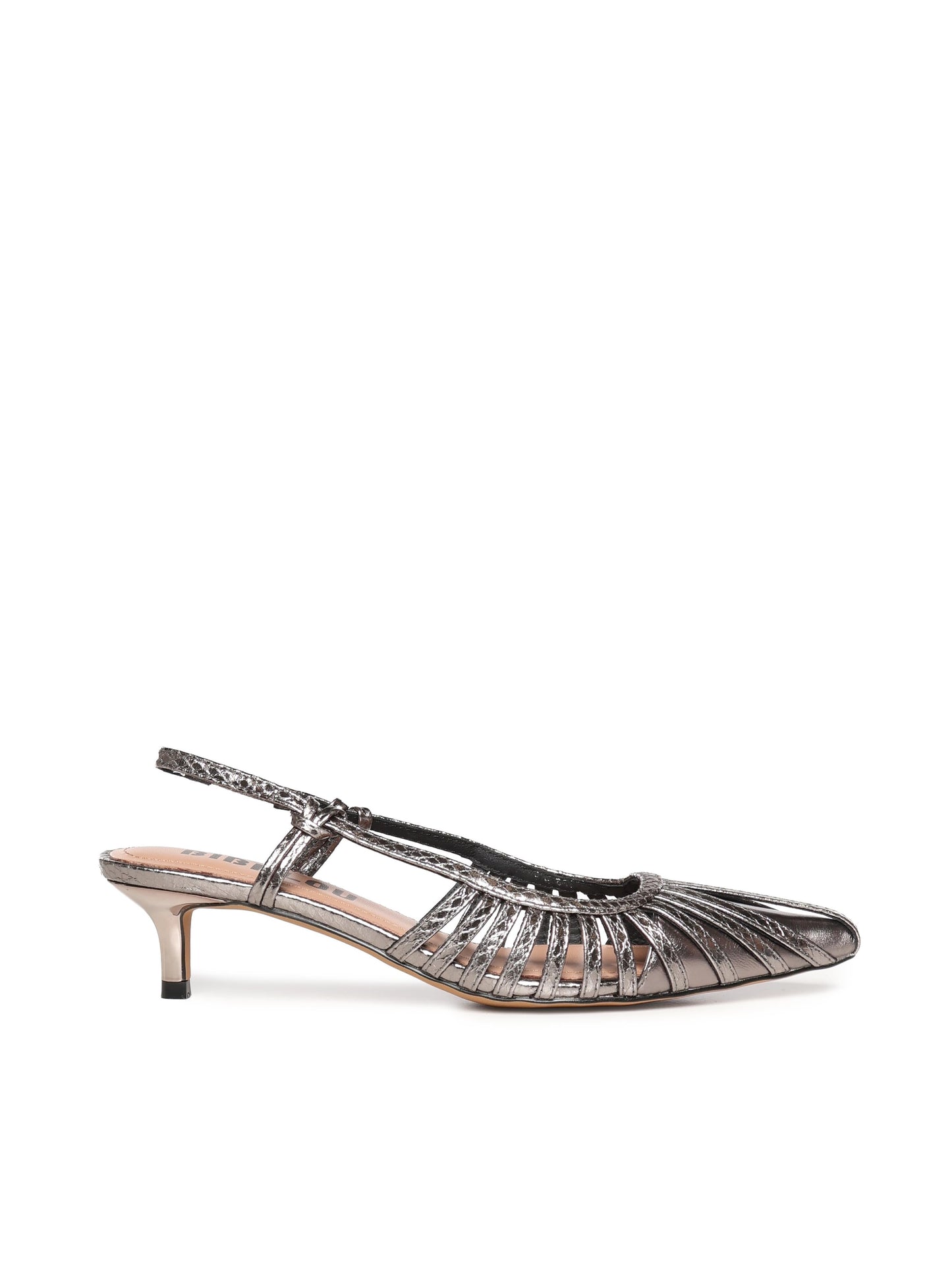Pumps slingback in pelle metalizzata