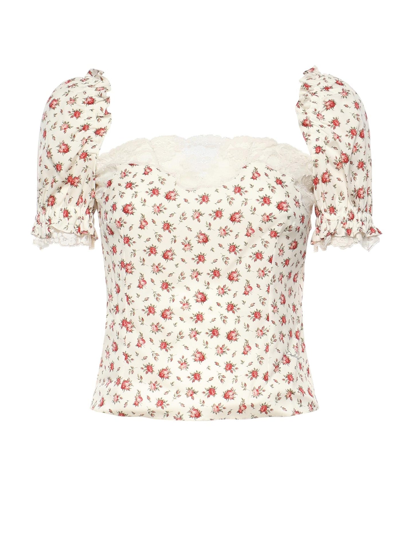Top in charmeuse stampa Roselline
