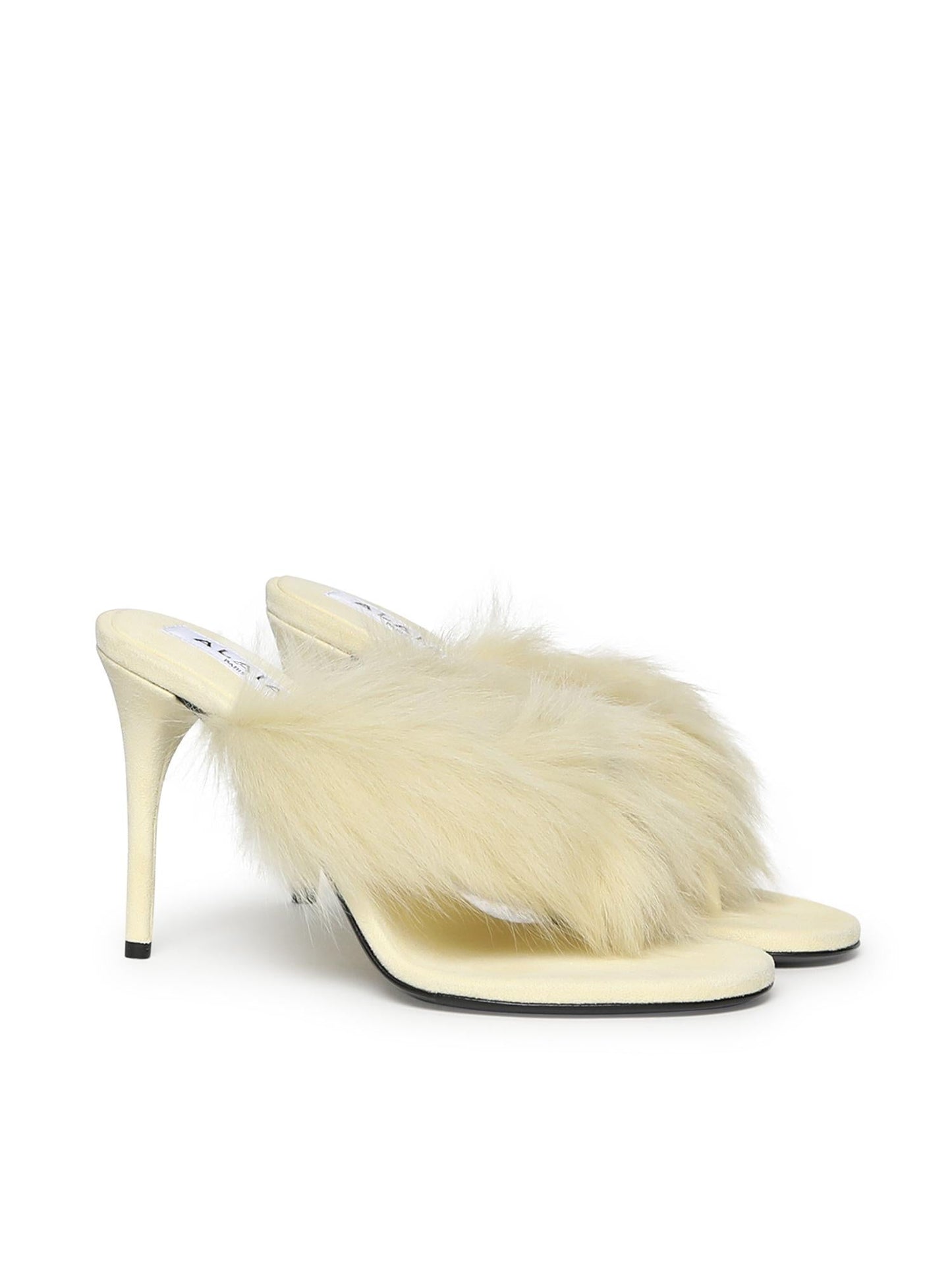 Mule infradito in pelle con shearling