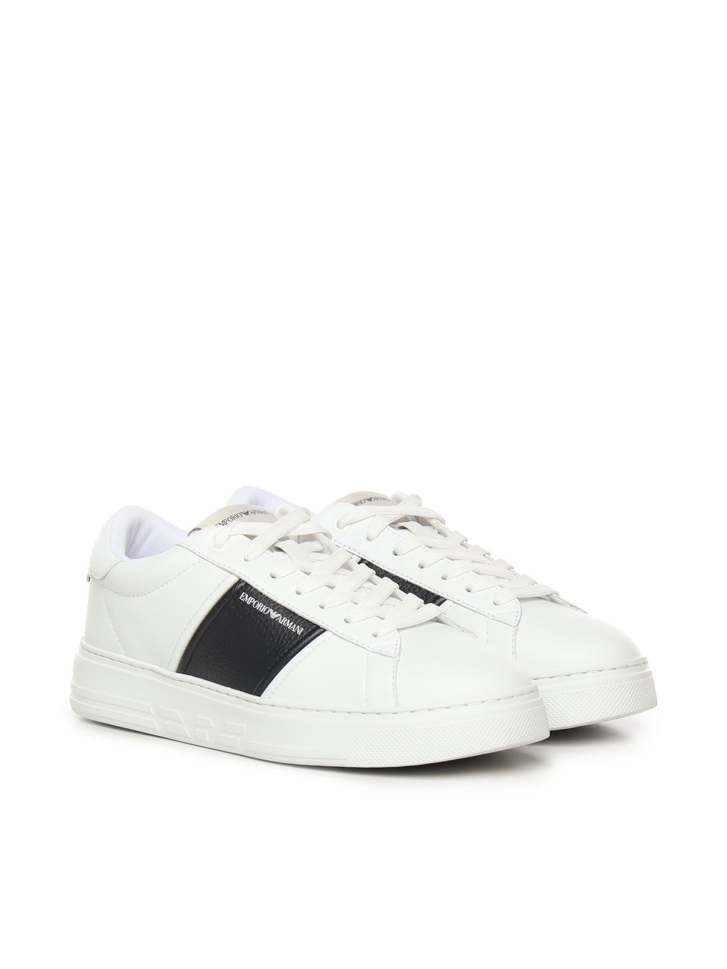 Sneaker in pelle con banda a contrasto