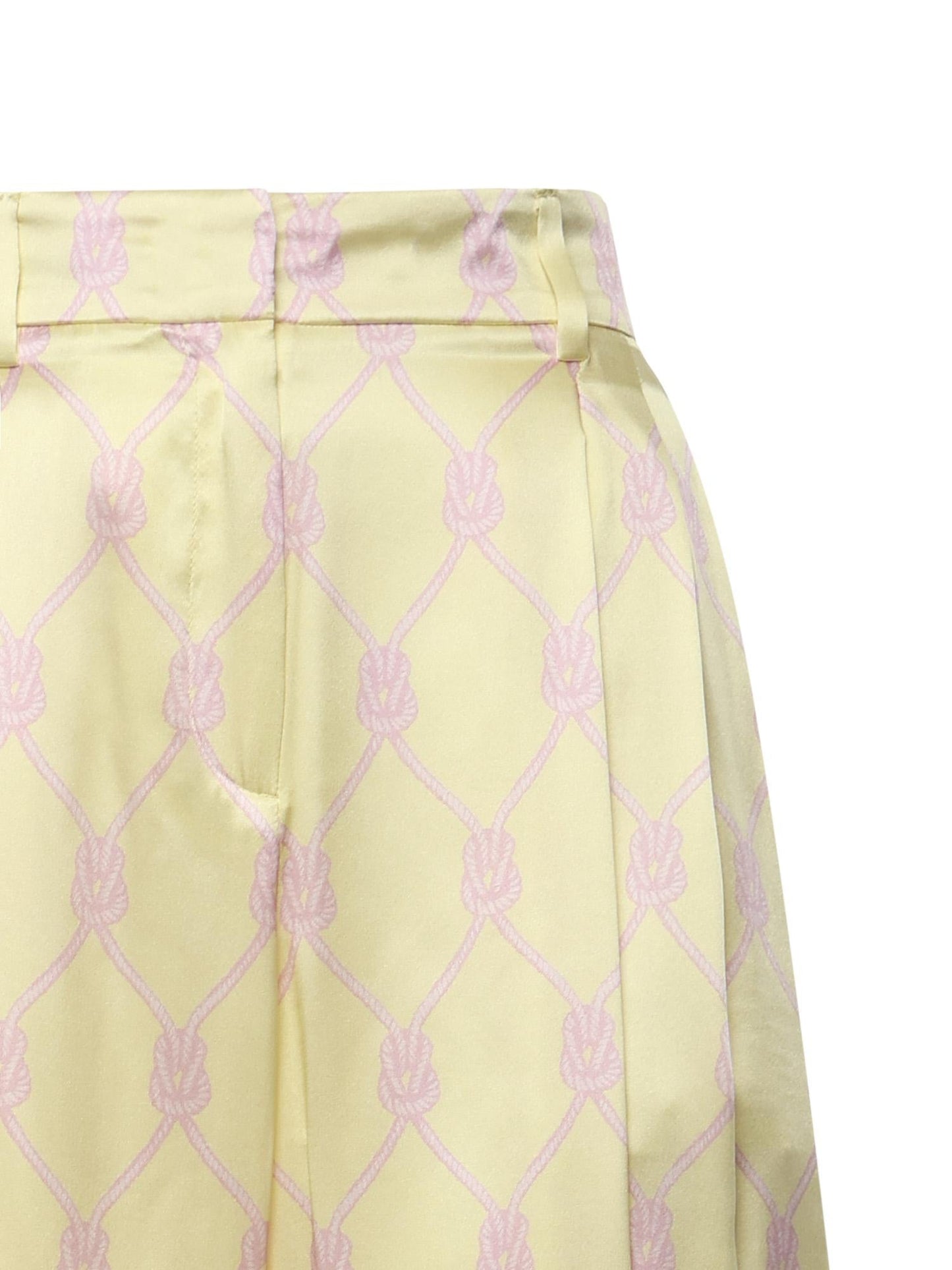 Pantaloni in seta con stampa nappine